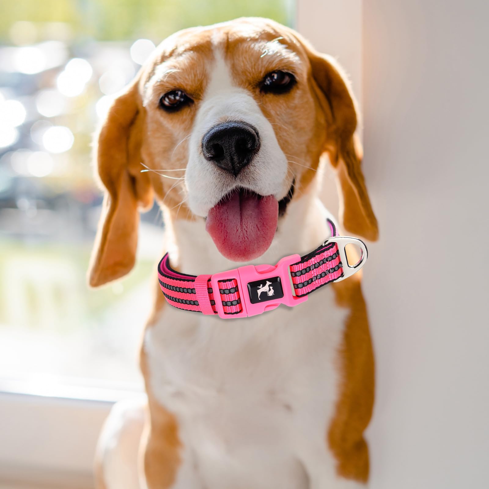 Maowuwujoz Reflective Medium Dog Collars - Soft Padded, Adjustable Durable Pet Collar With Quick Release Buckle For Walking, Run