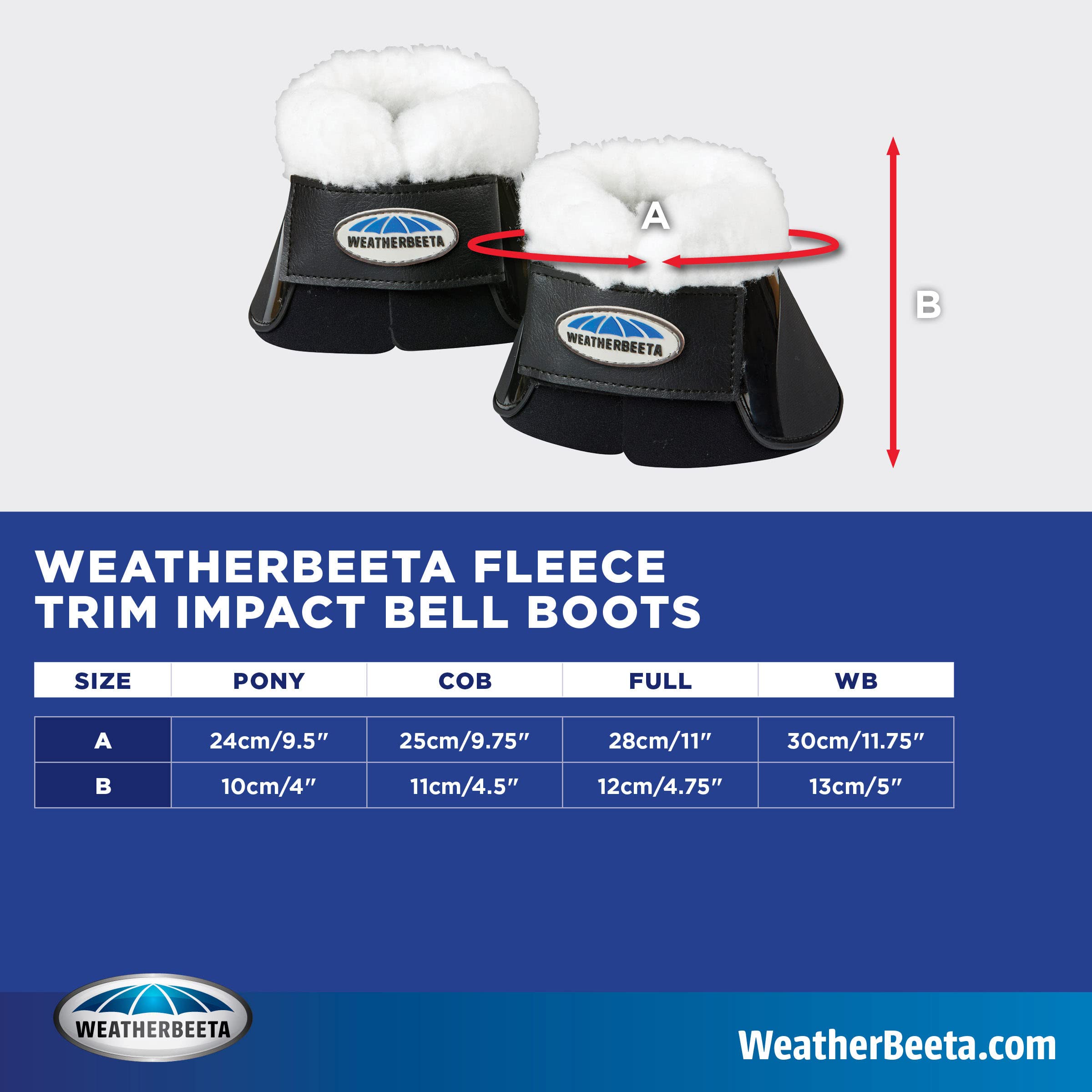 Weatherbeeta Fleece Trim Impact Bell Boots, White, Full