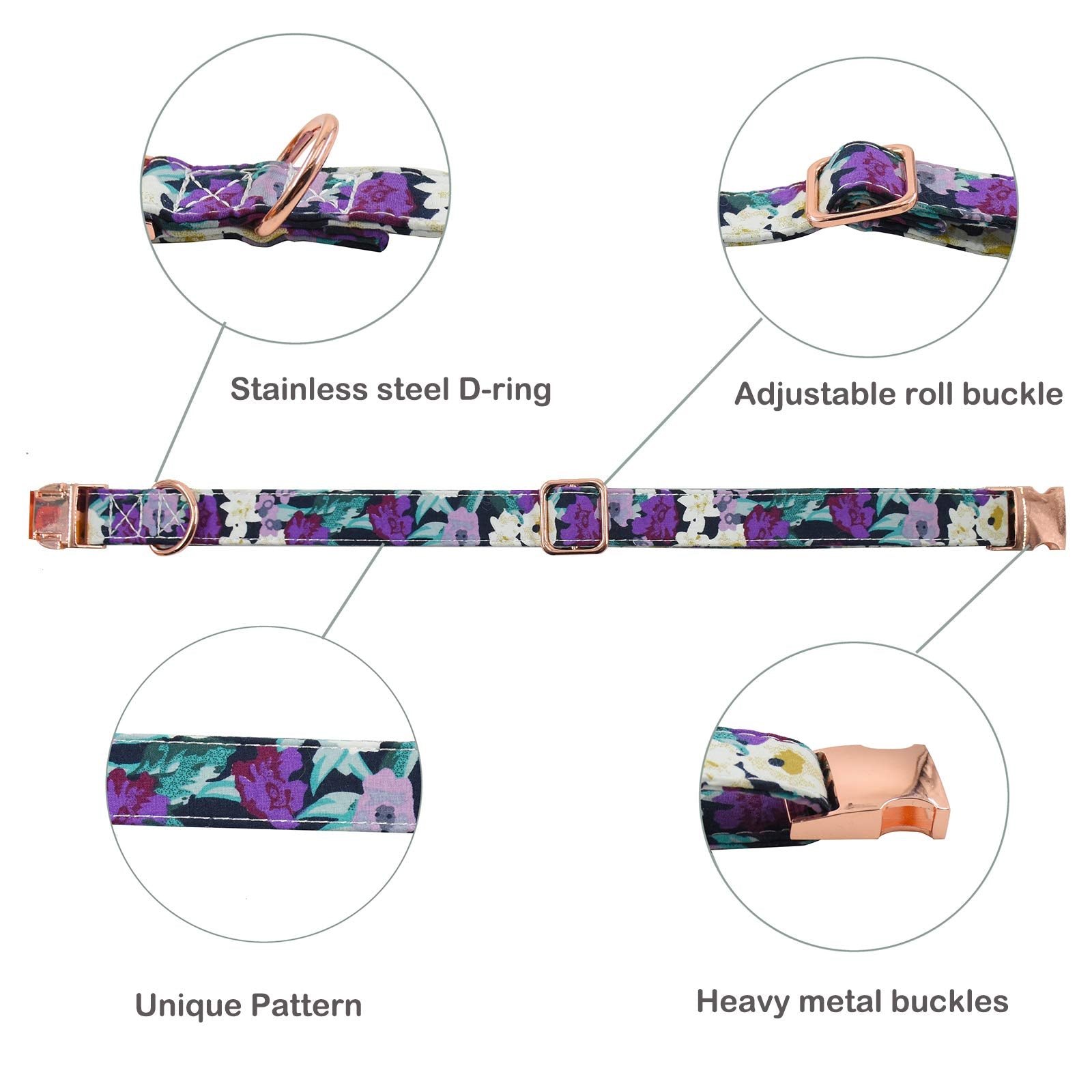 Metal Buckle Dog Collar, Durable Adjustable Dog Collar Soft For Small Medium Large Dogs (M(13-18In), Flower5)