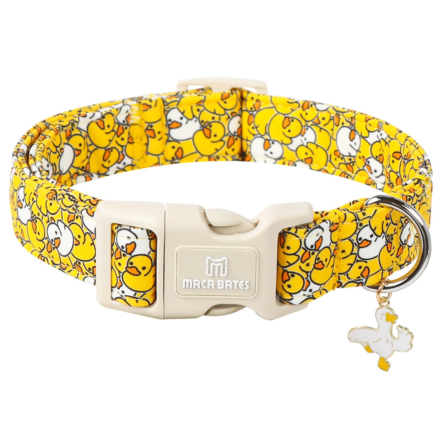 Maca Bates Yellow Duck Basic Dog Collar Summer Cute Puppy Collars Durable Soft Thick Adjustable Durable Birthday Gift For Xs Sma