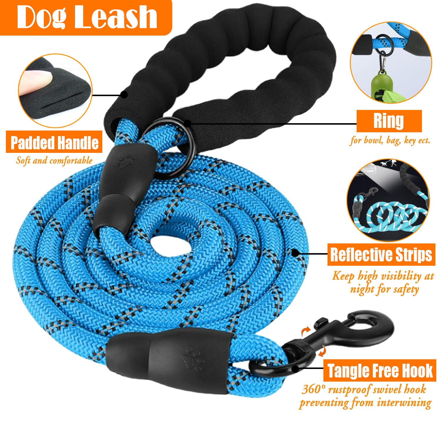 Lobeve No Pull Dog Harness, Collar & Leash Set With Retractable Dog Seat Belt, Collapsible Dog Bowls And Poop Bag Dispenser - Id