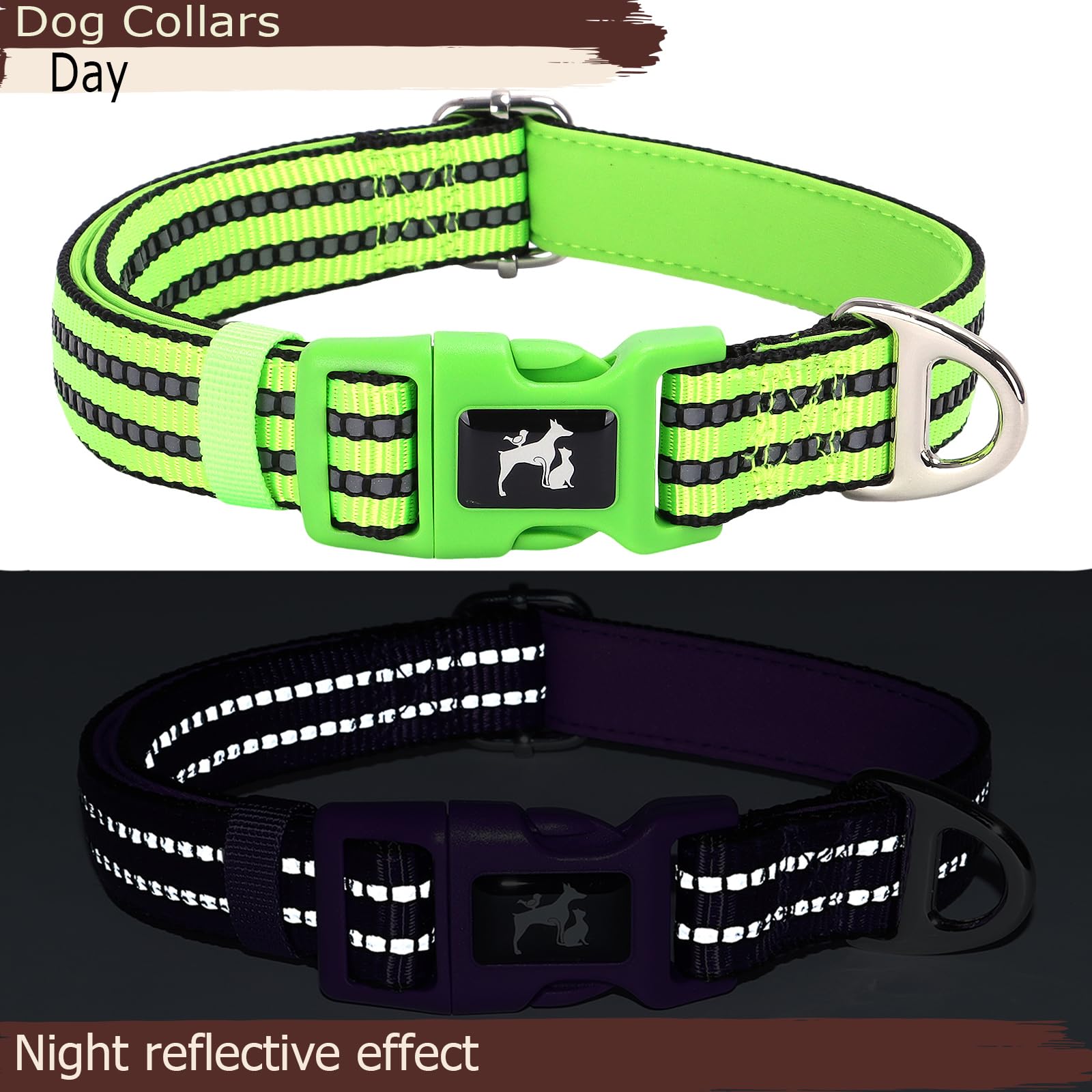 Maowuwujoz Extra Large Dog Collar, Adjustable Reflective Nylon Pet Collar With Soft Neoprene Padded For Walking, Running, Night
