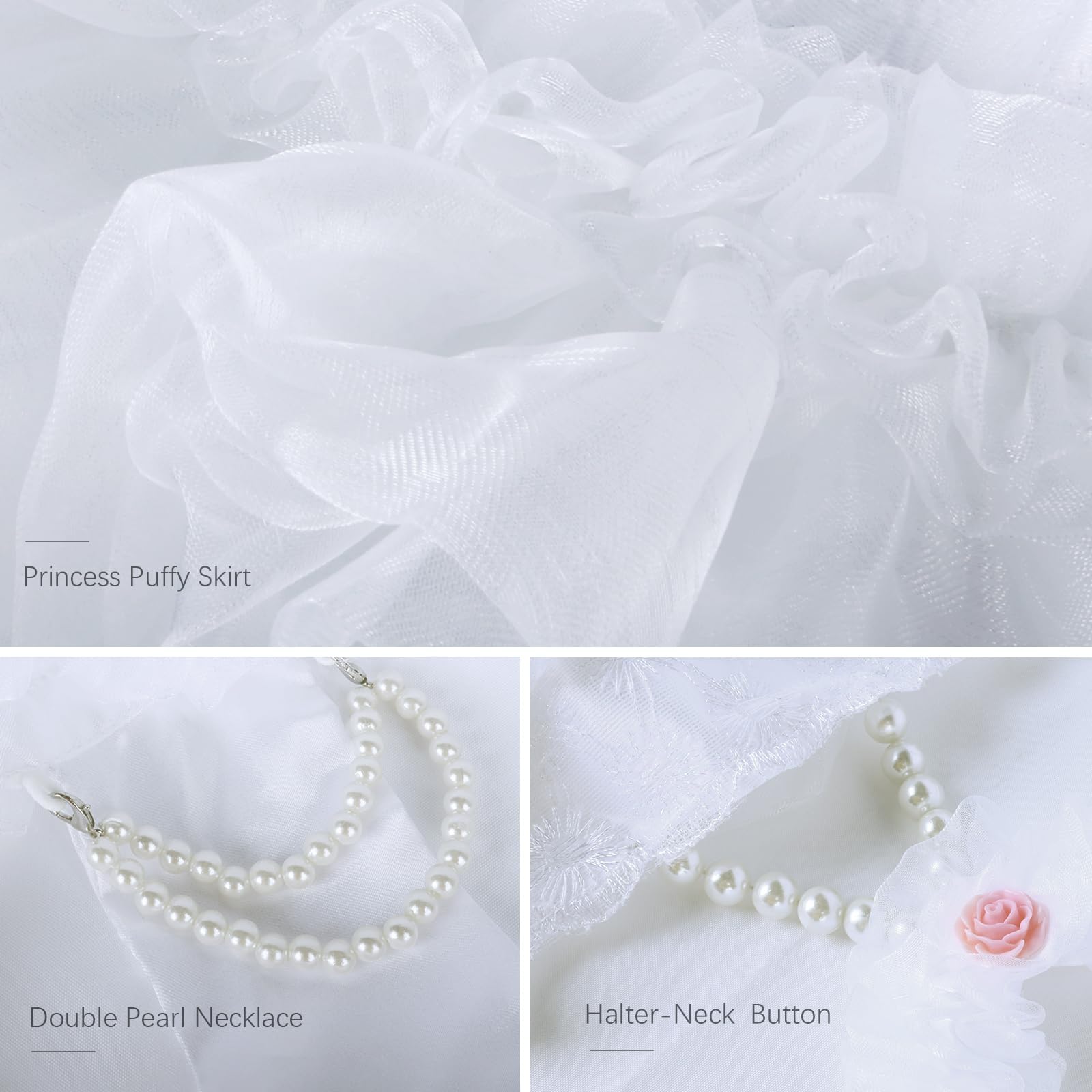 Shiaomin Dog Wedding Dress Bride Outfit With Pearl Necklace And Rose Pet Princess Dress Apparel For Puppy Dog Cat (X-Small)