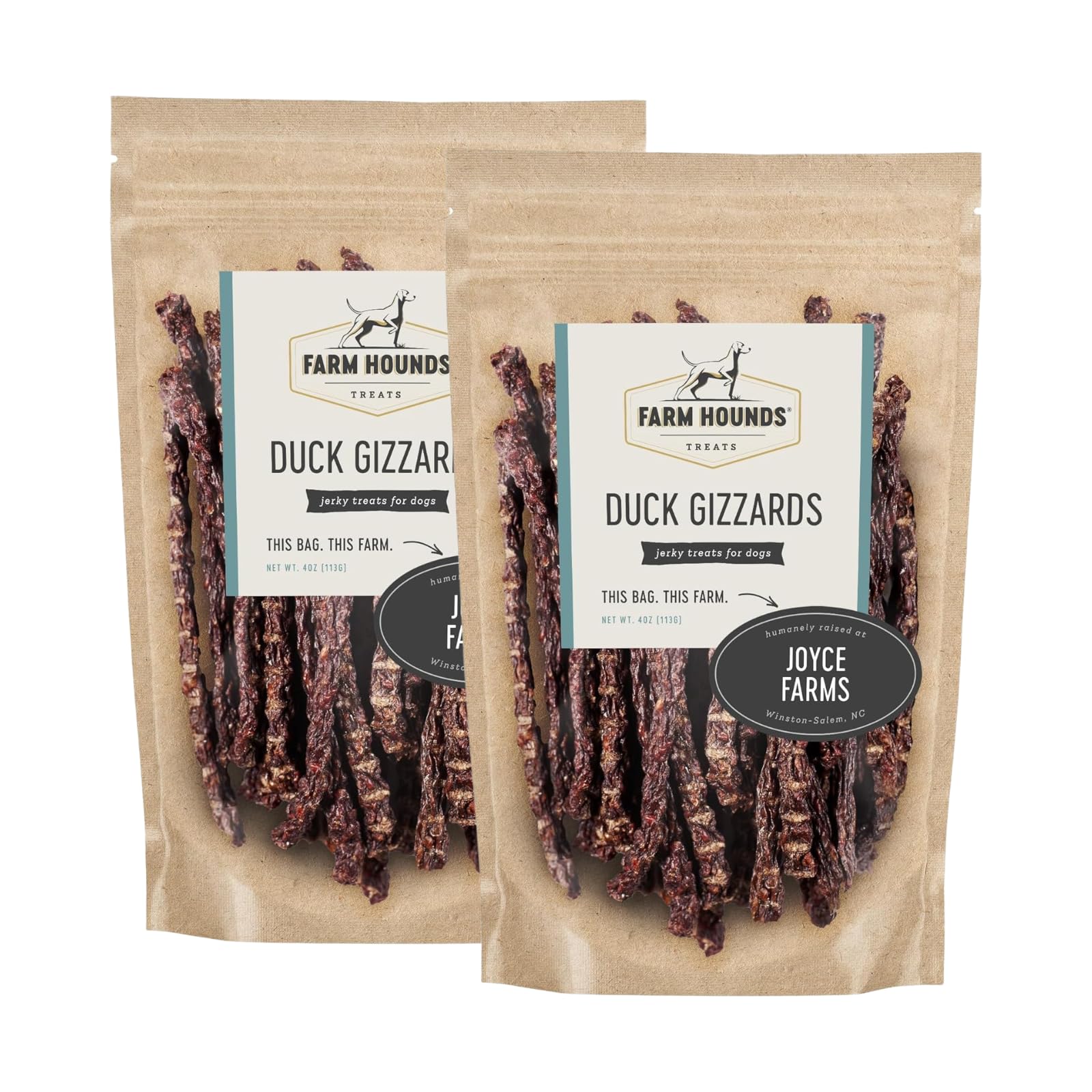 Farm Hounds - Duck Gizzards - Premium Natural Jerky for Dogs - 100% Humanely Raised Duck - Break-to-Size - Great for Training & 