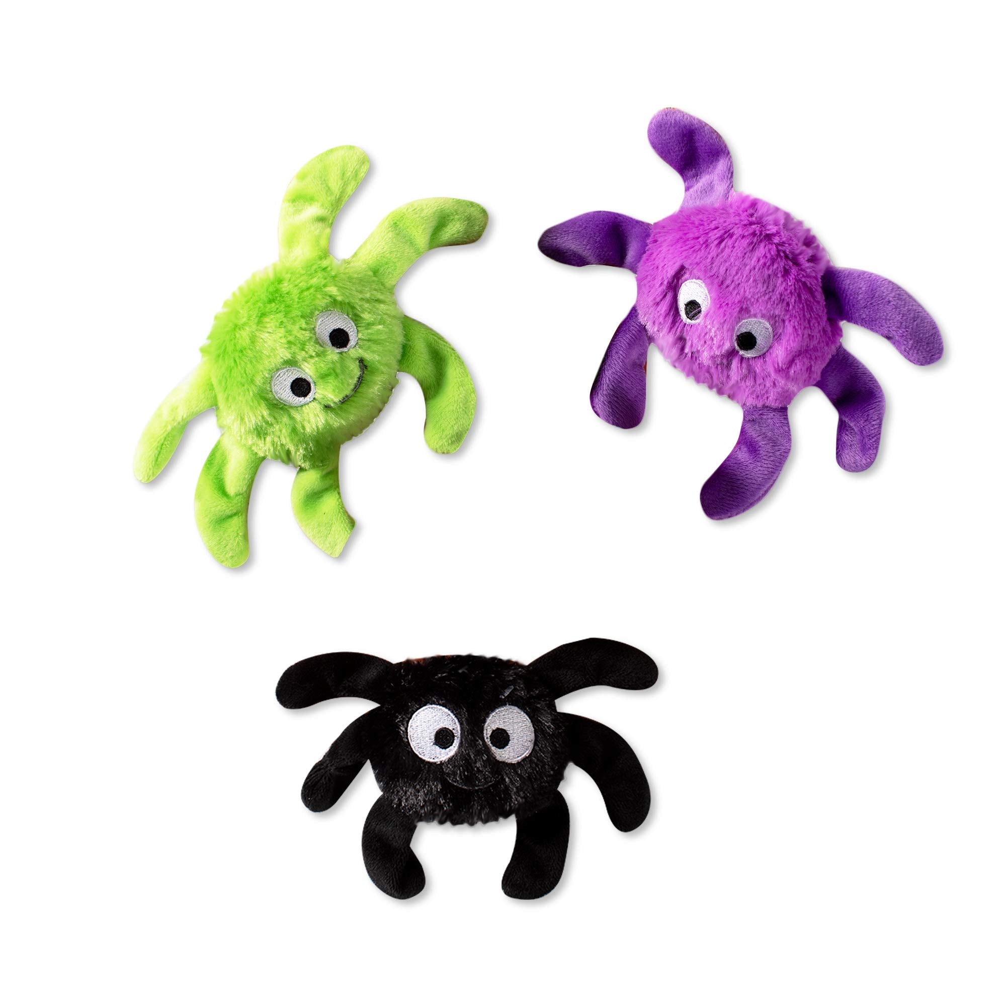 Fringe Studio Mini Dog Toy Set, Creepy Crawly Spiders, Set Of 3 (289479), Multi-Colored