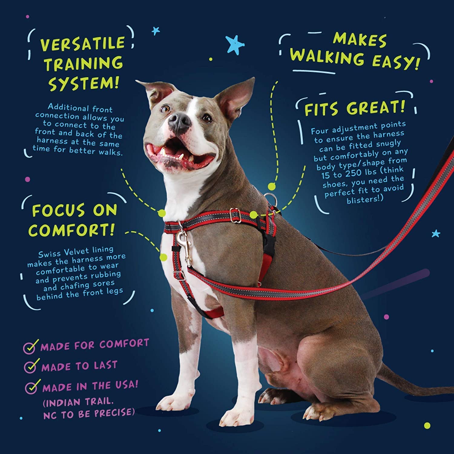 2 Hounds Design Freedom No Pull Dog Harness, Adjustable Harness And Leash Set, Easy Walking & Comfortable Control, Fits Small, Medium & Large Dogs, Solid Colors, Made In Usa, 1' Xxl, Raspberry