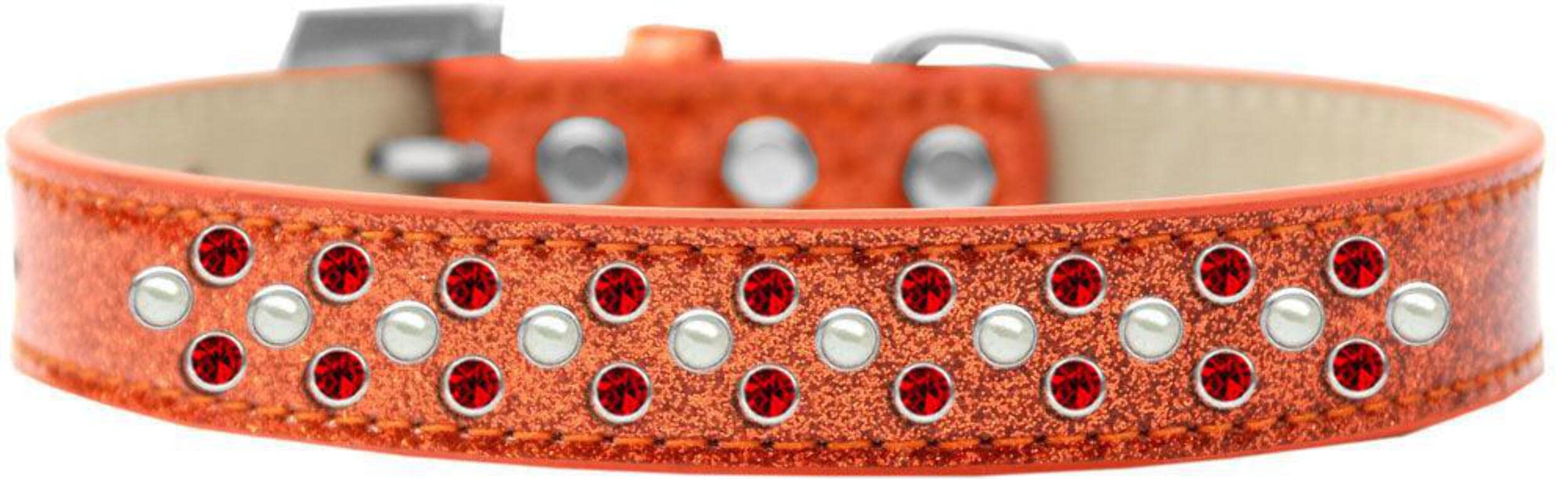 Mirage Pet Products Sprinkles Ice Cream Dog Collar with Pearl and Red Crystals, Size 16, Black