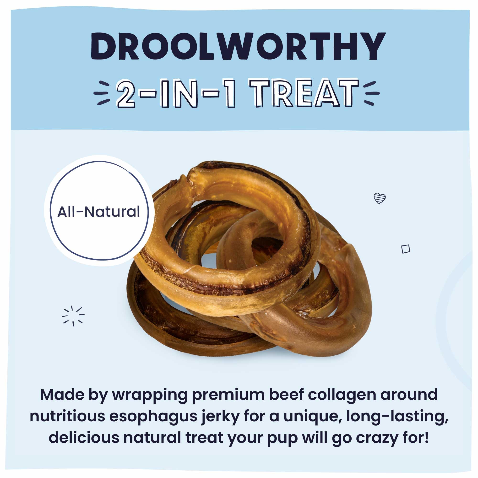 Pawstruck 2-in-1 Collagen Wrapped Jerky Natural Treats for Dogs - 5 Rings - Limited Ingredient Grain Free for Small, Medium, and