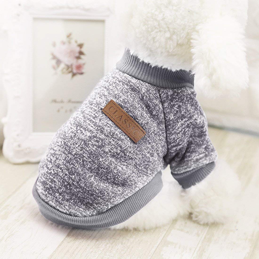 Idepet Pet Dog Classic Sweater, Fleece Coat For Small,Medium,Large Dog,Warm Pet Dog Cat Clothes,Soft Puppy Customes 2 Color (L,