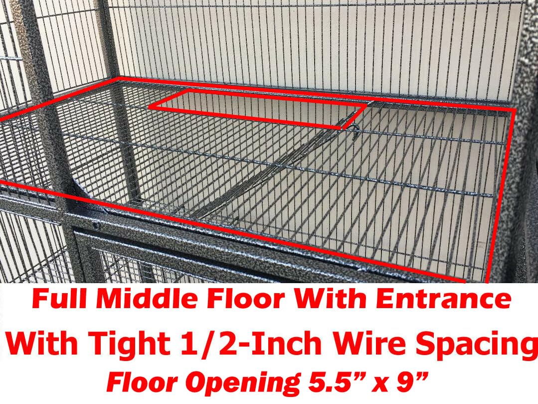 Mcage Deluxe Double Unit Small Animal Cage, 20.5"x20"x45.5", Alloy Steel, Black Vein, Includes Water Bottle & Food Bowl