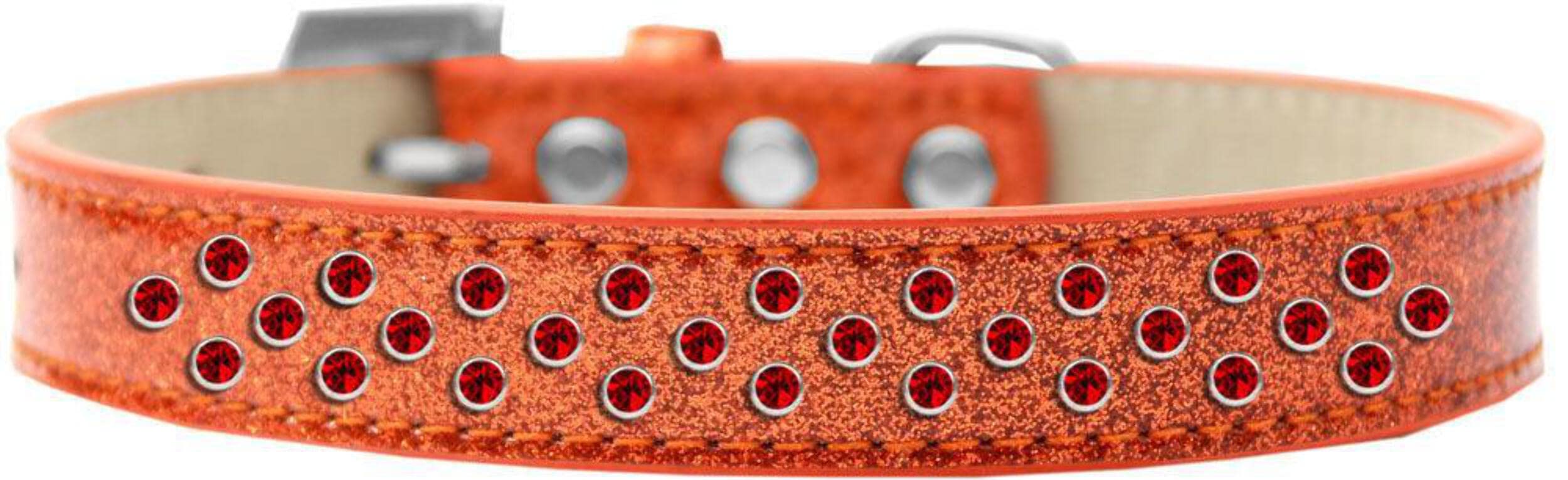 Mirage Pet Products Sprinkles Ice Cream Dog Collar with Red Crystals, Size 14, Silver