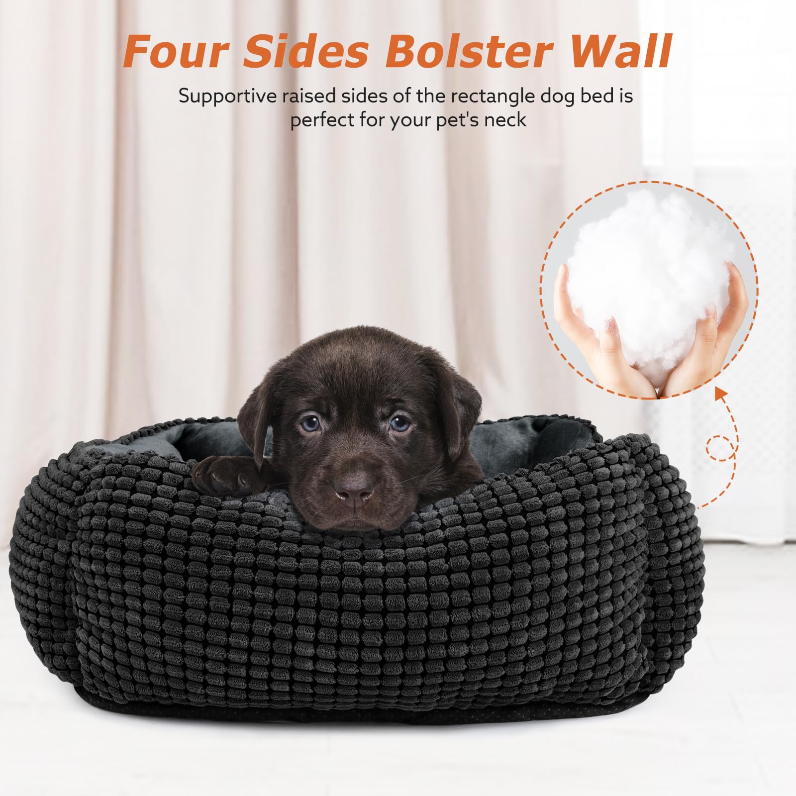 MIXJOY Large Dog Bed for Large Medium Small Dogs, Rectangle Washable Orthopedic Dog Bed, Soft Calming Sleeping Puppy Bed Durable