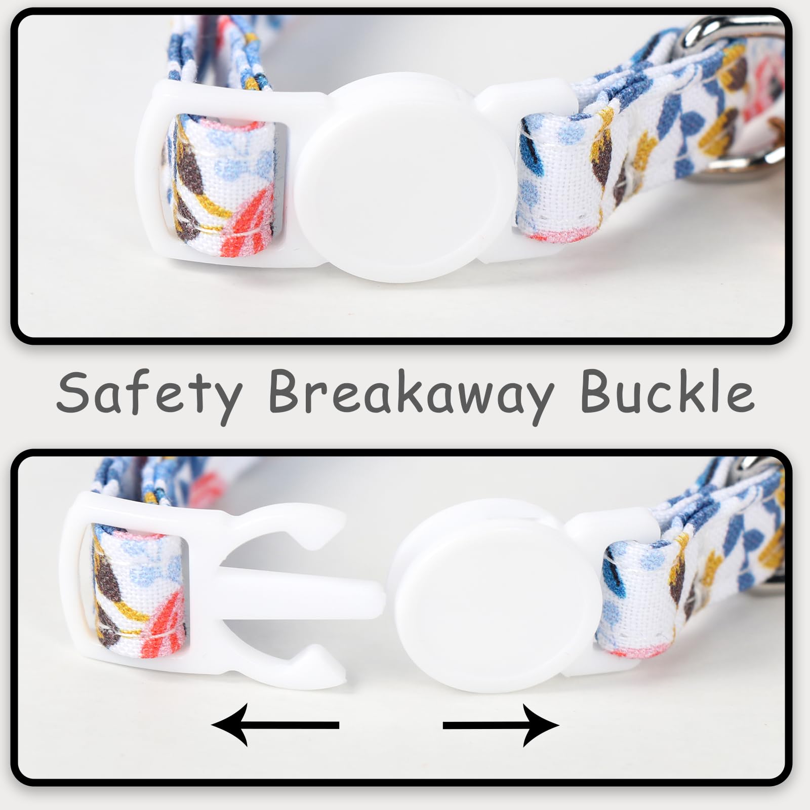 Unique Style Paws 2 Pack Kitten Collar Breakaway With Bell & Pendant, Adjustable Safety Cat Cotton Collars For Girl Boy Cats And