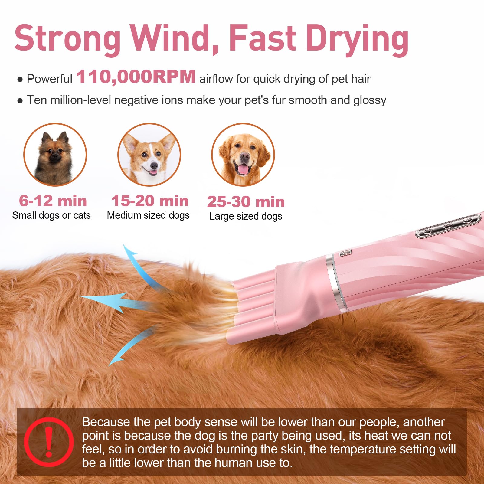 Discala Dog Dryer, Dog Grooming Blow Dryer Kit With Slicker Brush For Pet, High Velocity Blow Dryer For Dogs With Adjustable Spe