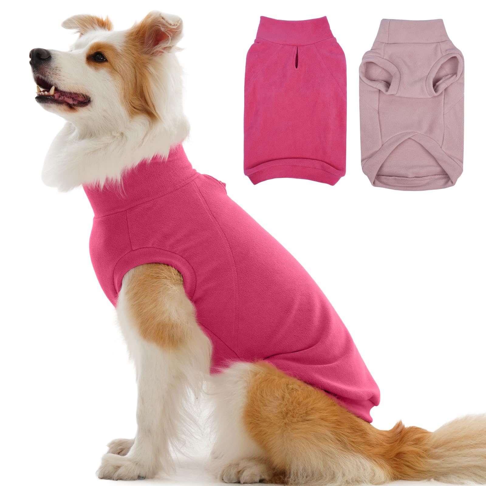 IECOii 2 Pack 2XL Fleece Dog Pullover - Soft, Warm Vest Sweater for Large Dogs with Leash Hole, Stretchy and Comfortable for Hol