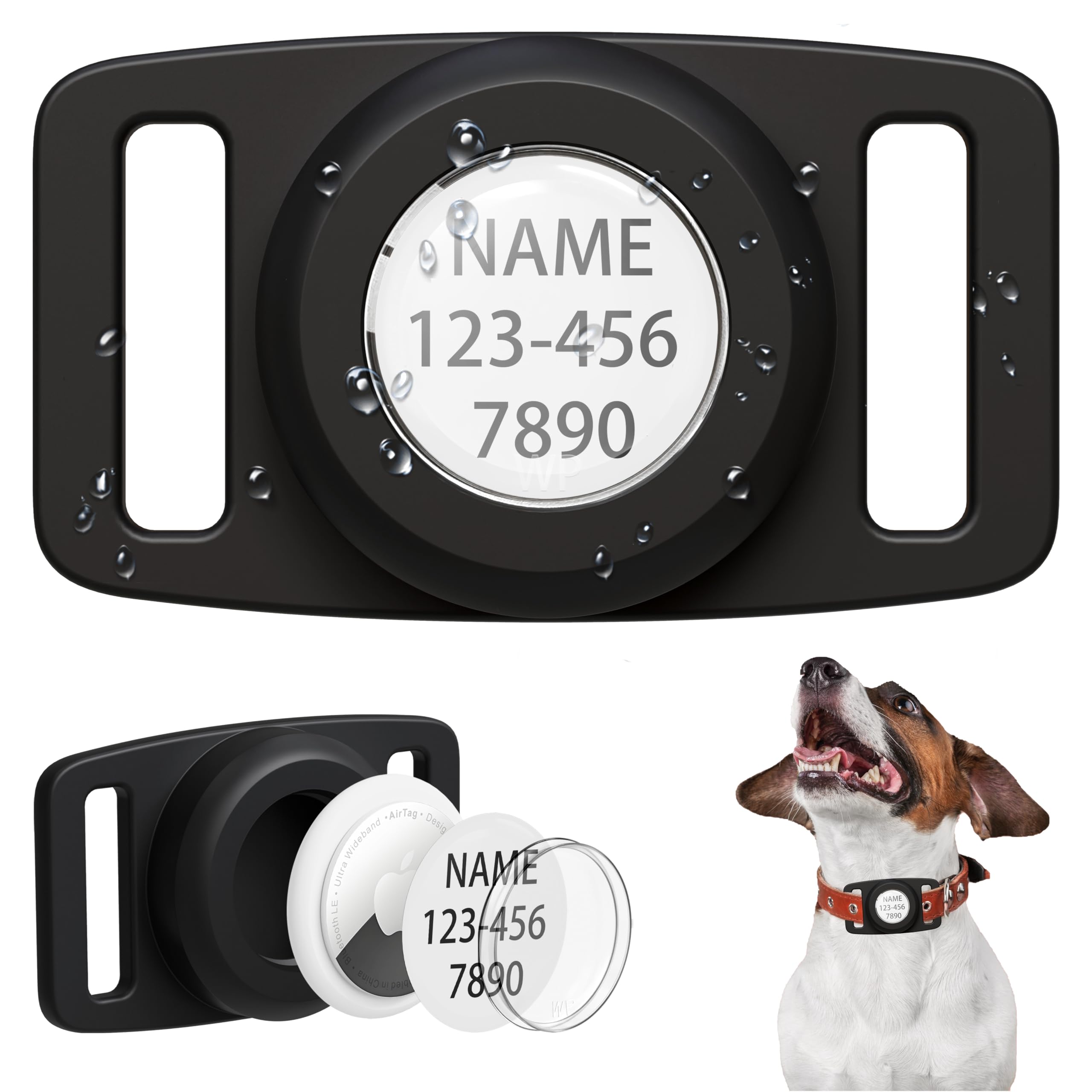 Thxsbuddy Ip68 Waterproof Air Tag Dog Collar Holder For Apple Air Tag, Dog Tag Personalized For Pet Id, Visible Air Tag Holder F