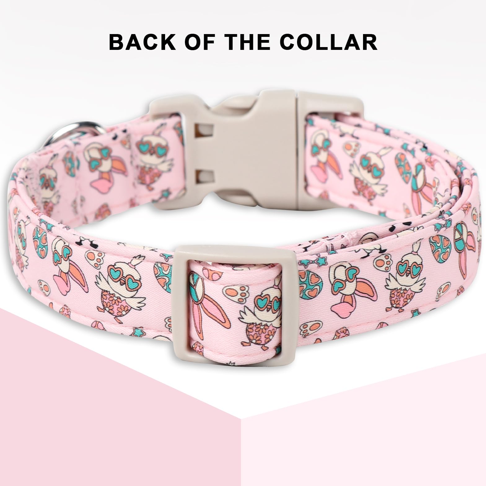 Unique Style Paws Easter Dog Collar,Pink Bunny Egg Dog Collar Cotton Easter Puppy Collar Colorful Egg Rabbit Dog Collar Adjustab