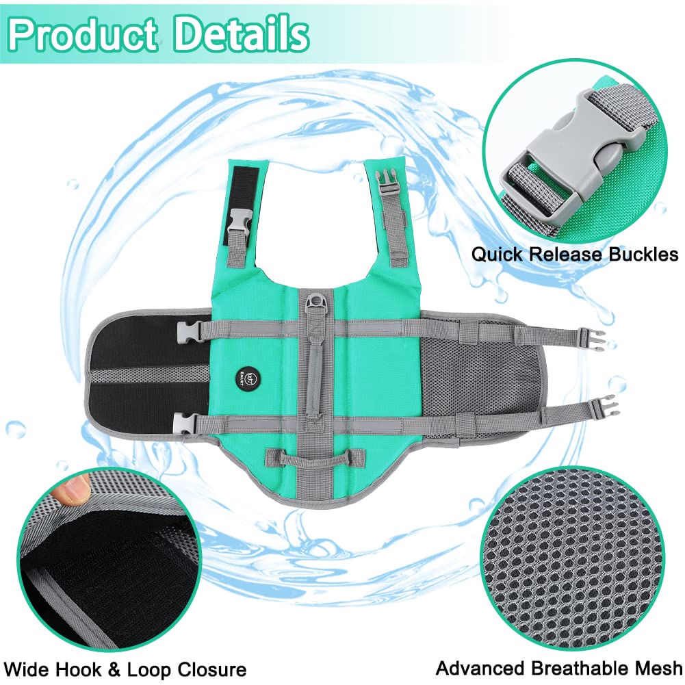 Emust Dog Life Jackets, Pet Life Vests For Swimming,Boating With High Buoyancy, Dog Life Preserver For Small/Medium/Large Dogs,