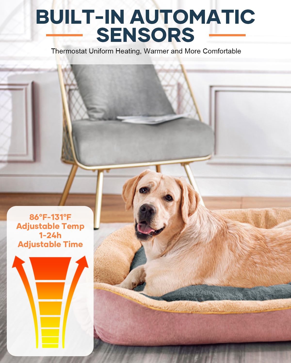 Pet Heating Pad, Waterproof Dog Cat Heating Pad With Timer Smart Thermostat Switch Chew Resistant Cord, Cat Heating Pad Indoor H
