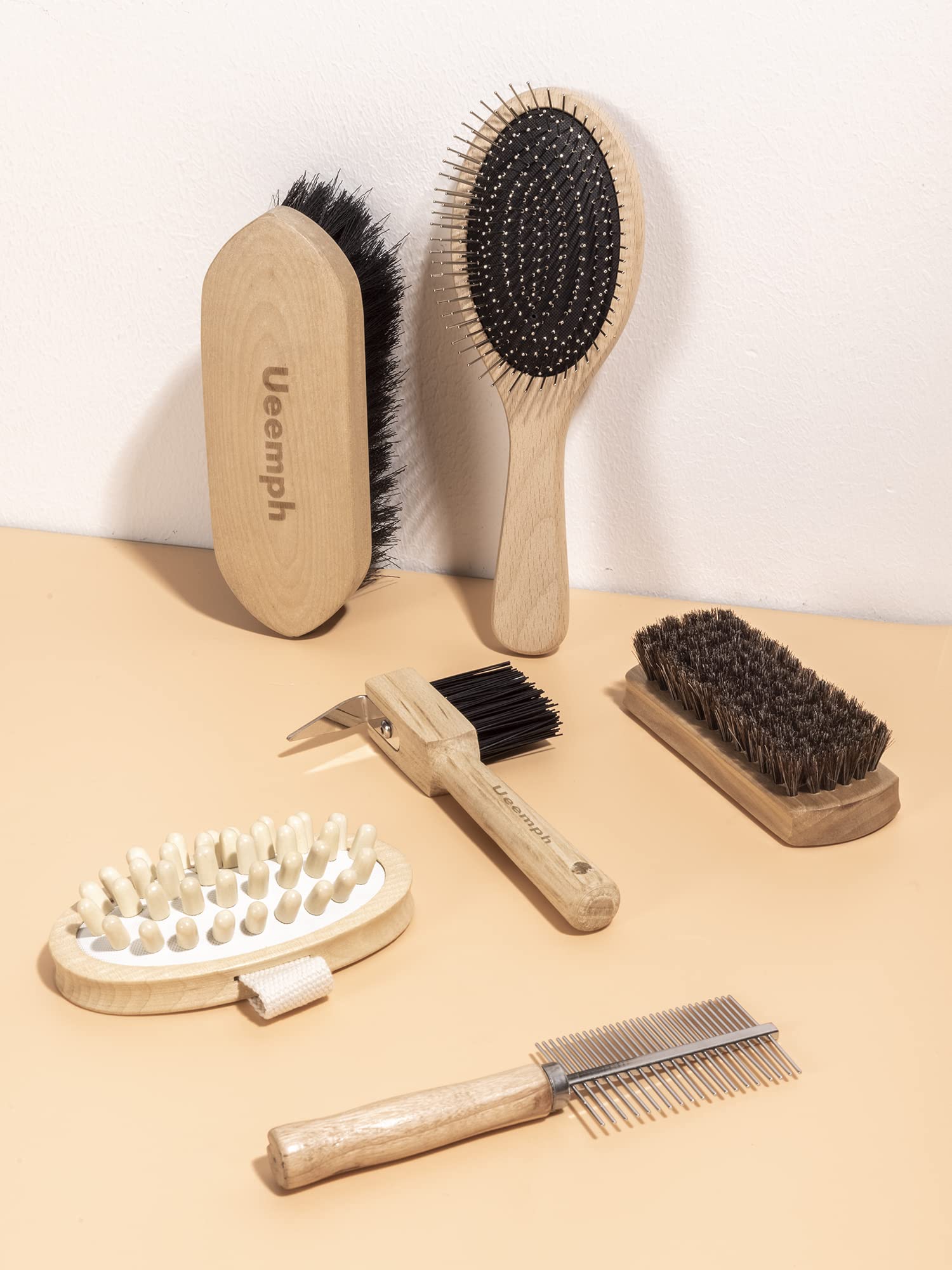 Ueemph Horse Grooming Kit - 12-Piece Set, Black Brushes, Storage Bag, Gloves, Mane Comb - Perfect Horse Gifts for Girls
