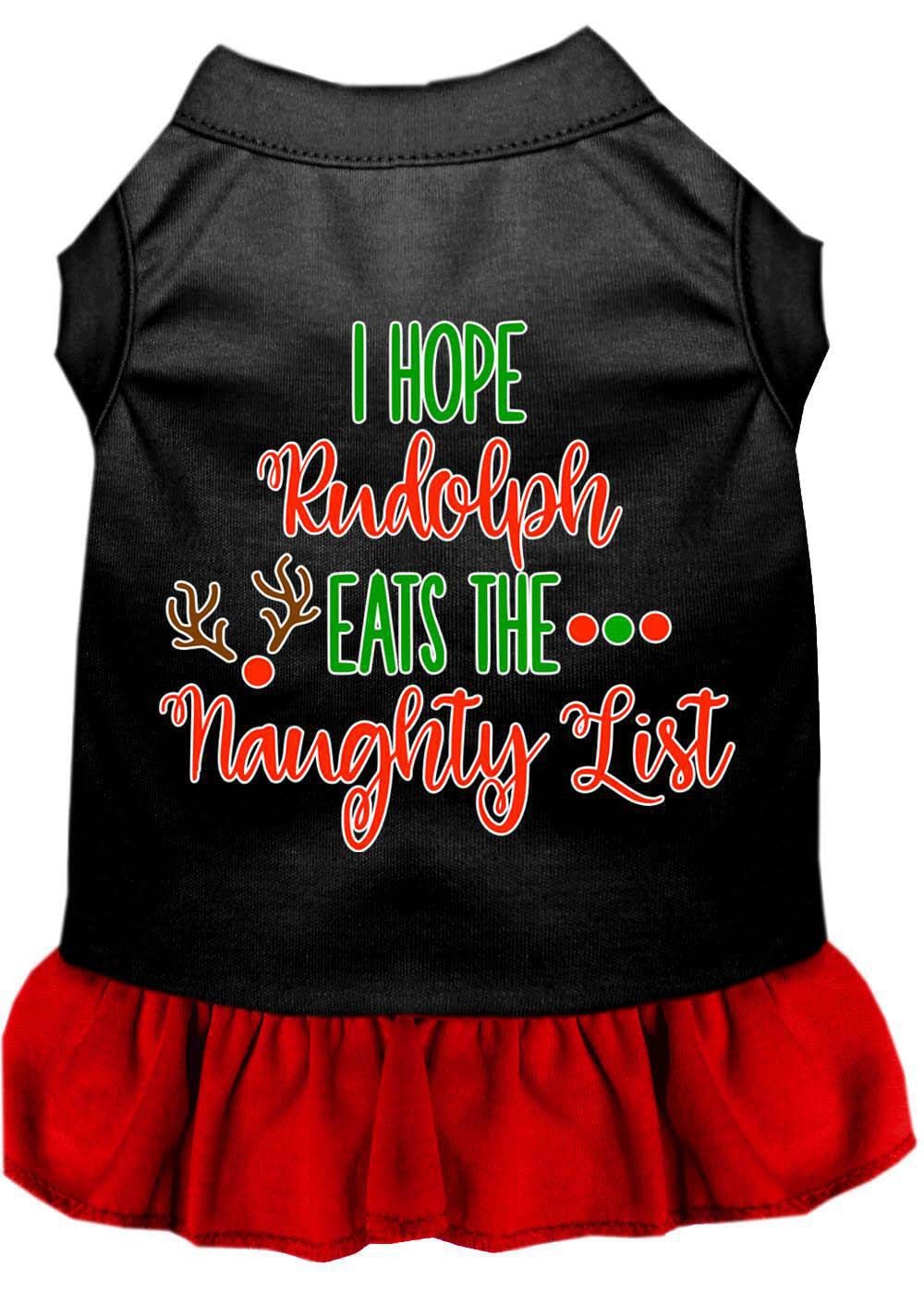 Christmas Pet Dog & Cat Dress Screen Printed, "I Hope Rudolph Eats The Naughty List" White 3XL (25-35 lbs.)