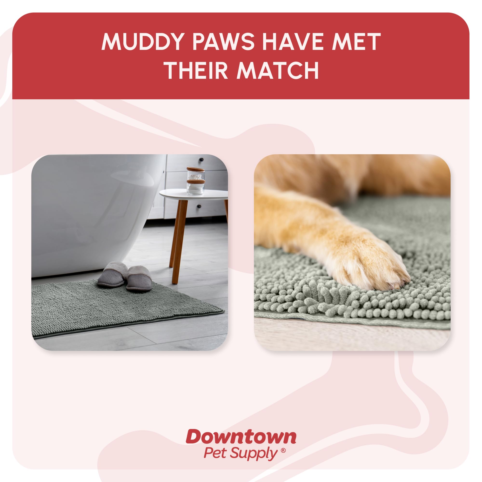 My Doggy Place Microfiber Dog Mat for Muddy Paws, 36 x 26 Light Grey - Absorbent and Quick-Drying Dog Paw Cleaning Mat, Washer a