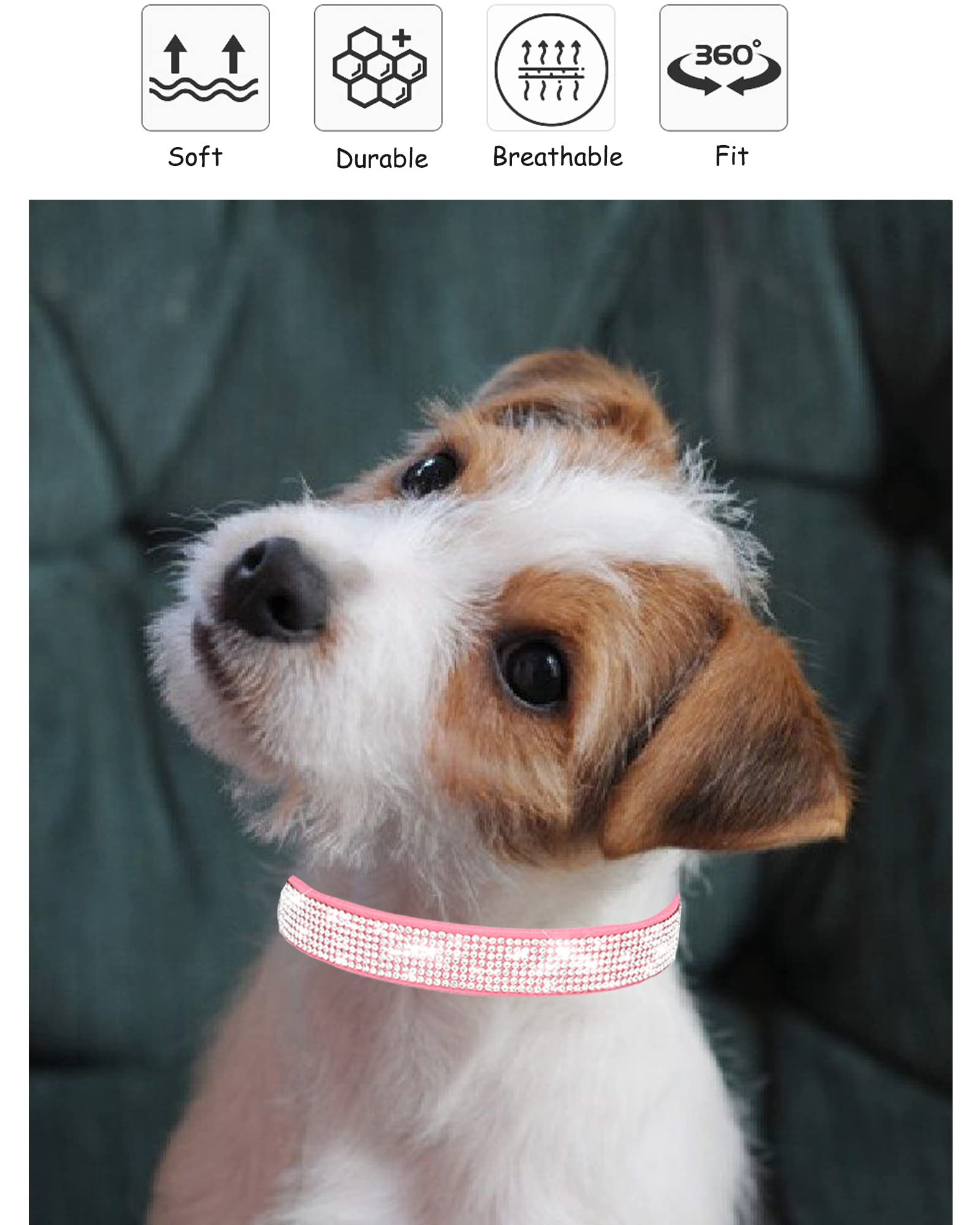 Bling Dog Collar For Small Medium Large Dogs, Rhinestone Dog Collars For Girl And Boy Dog, Diamond Puppy Collars, Adjustable Lea