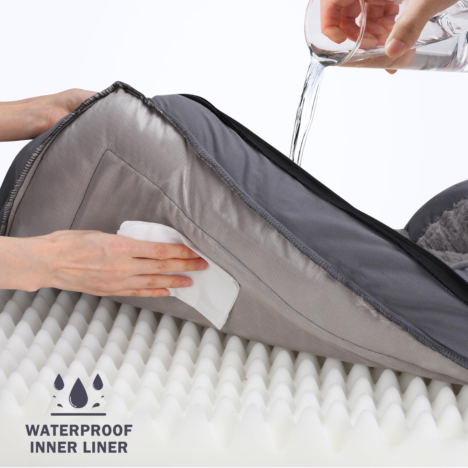 Invenho Orthopedic Dog Bed Medium Size Dog, Waterproof Egg-Crate Foam Couch With Washable Removable Cover, Waterproof Lining And