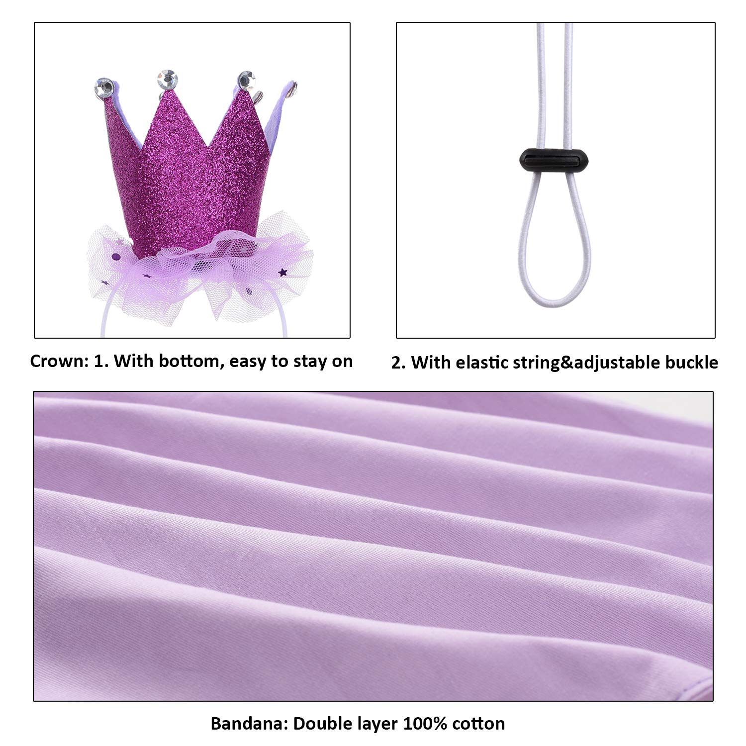Cozifree Dog Birthday Bandana Girl Boy 6Pcs Birthday Party Supplies - Tutu Skirt Crown Hat Scarf Tie Happy Birthday Banner Cake Topper Decorations Birthday Outfit For Pet Puppy Cat Purple