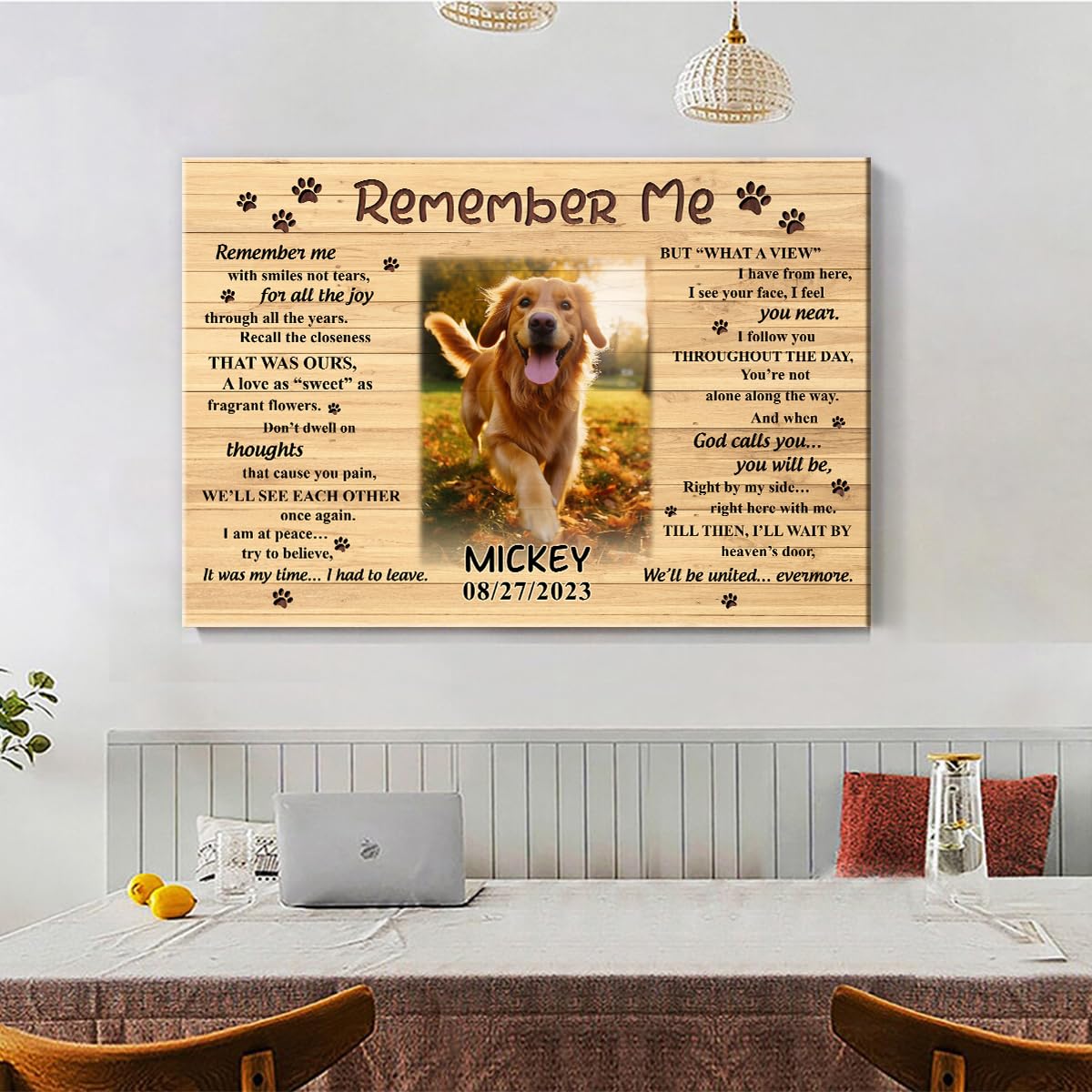 S101614 Dog Memorial Landscape Canvas Gifts, Remember Me For Dog Lovers Mom, Personalized Memorial With Picture Custom Date