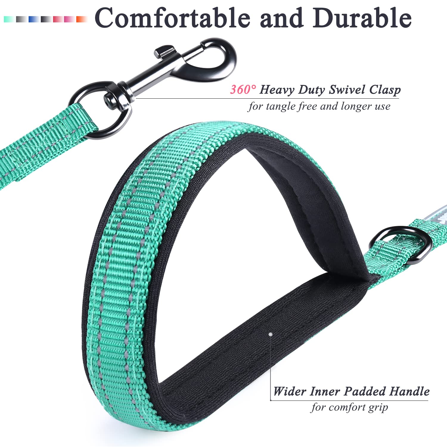 Vivaglory Dog Leash, Dog Training Leash With Comfortable Neoprene Padded Handle, Heavy Duty Walking Leash For Small & Medium Dogs