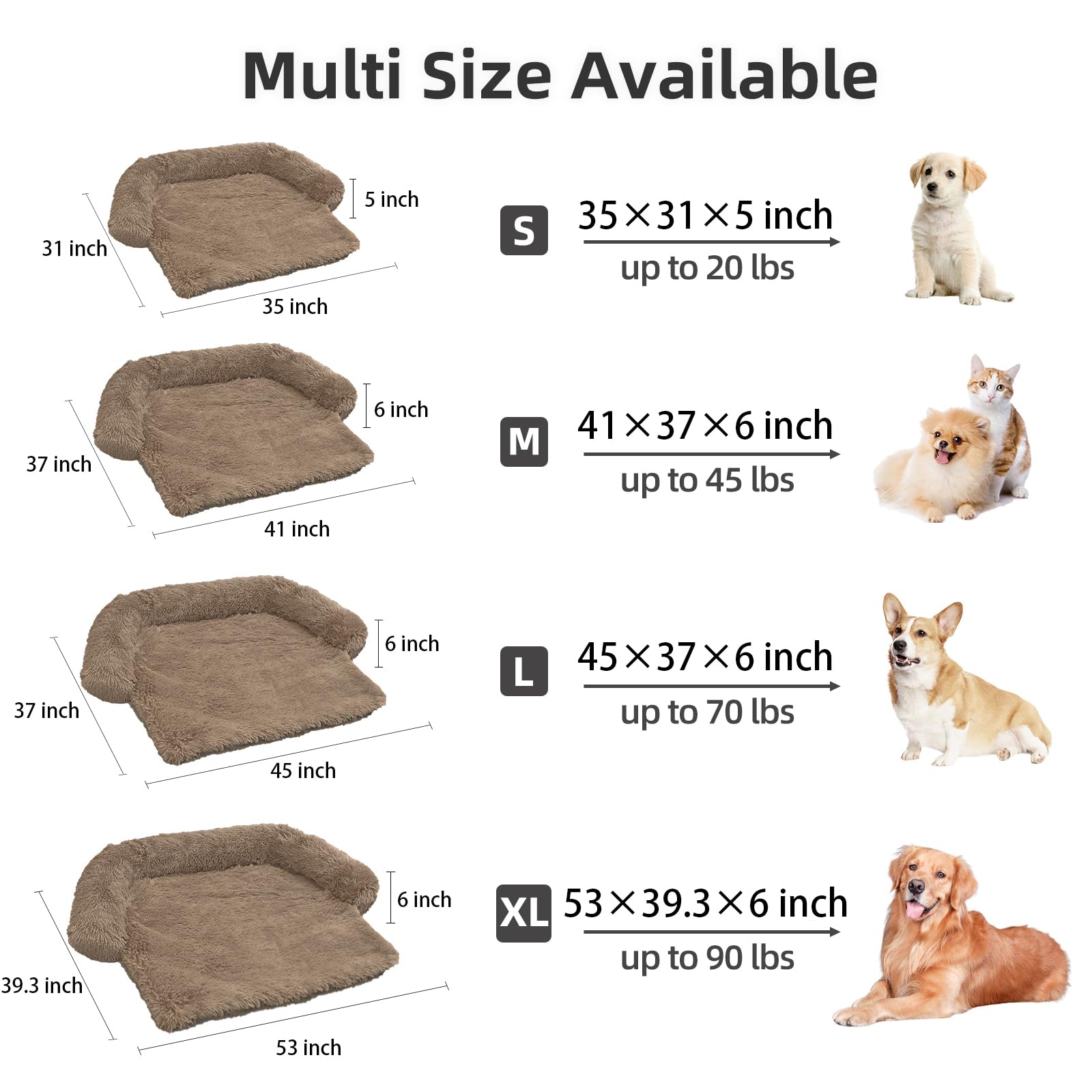 Calming Dog Bed Fluffy Plush Dog Mat For Furniture Protector With Removable Washable Cover For Large Medium Small Dogs And Cats
