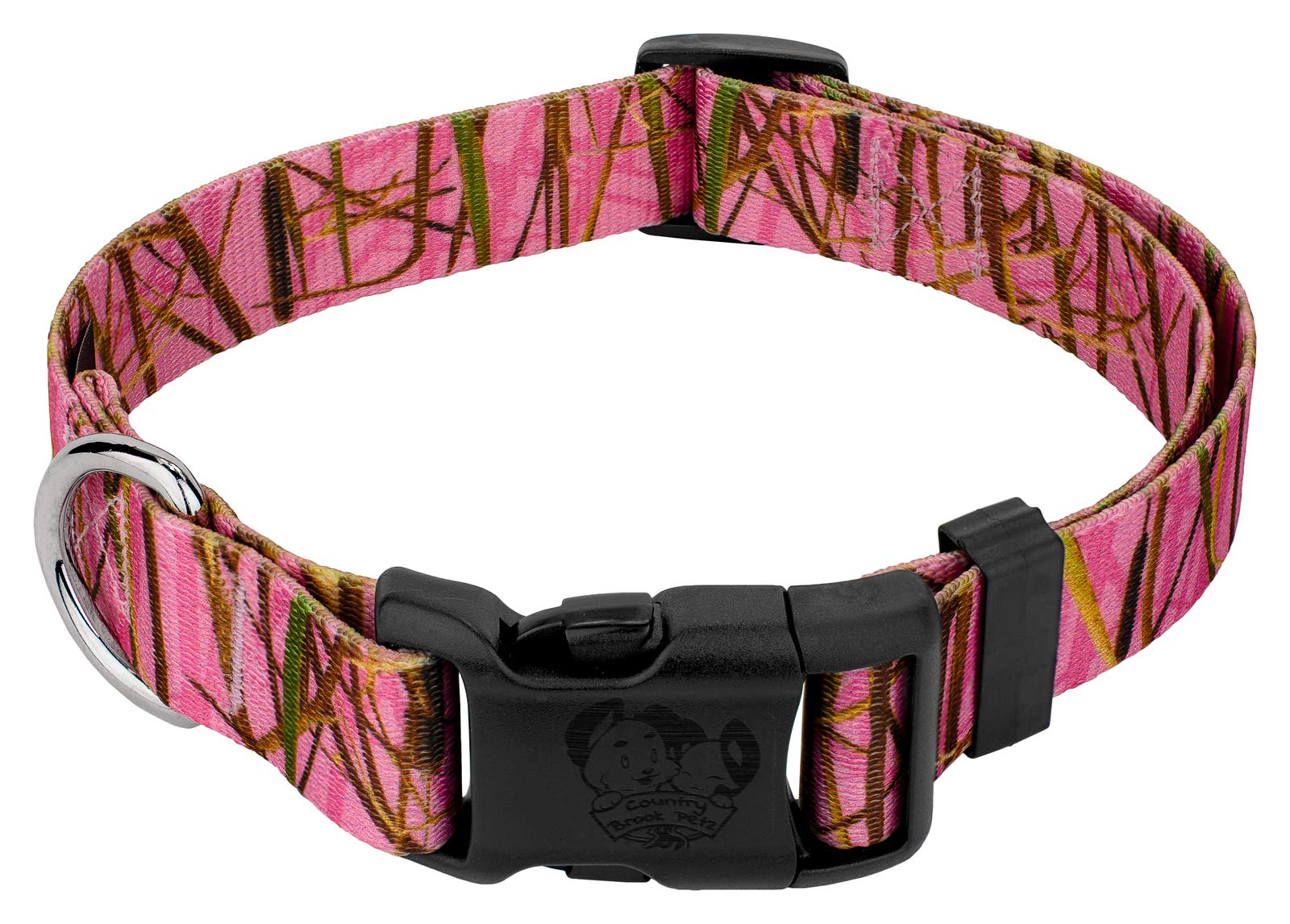 Country Brook Petz - Deluxe Pink Waterfowl Camo Dog Collar - Made In The U.S.A. - Camouflage Collection With 16 Rugged Designs (1 Inch, Extra Large)