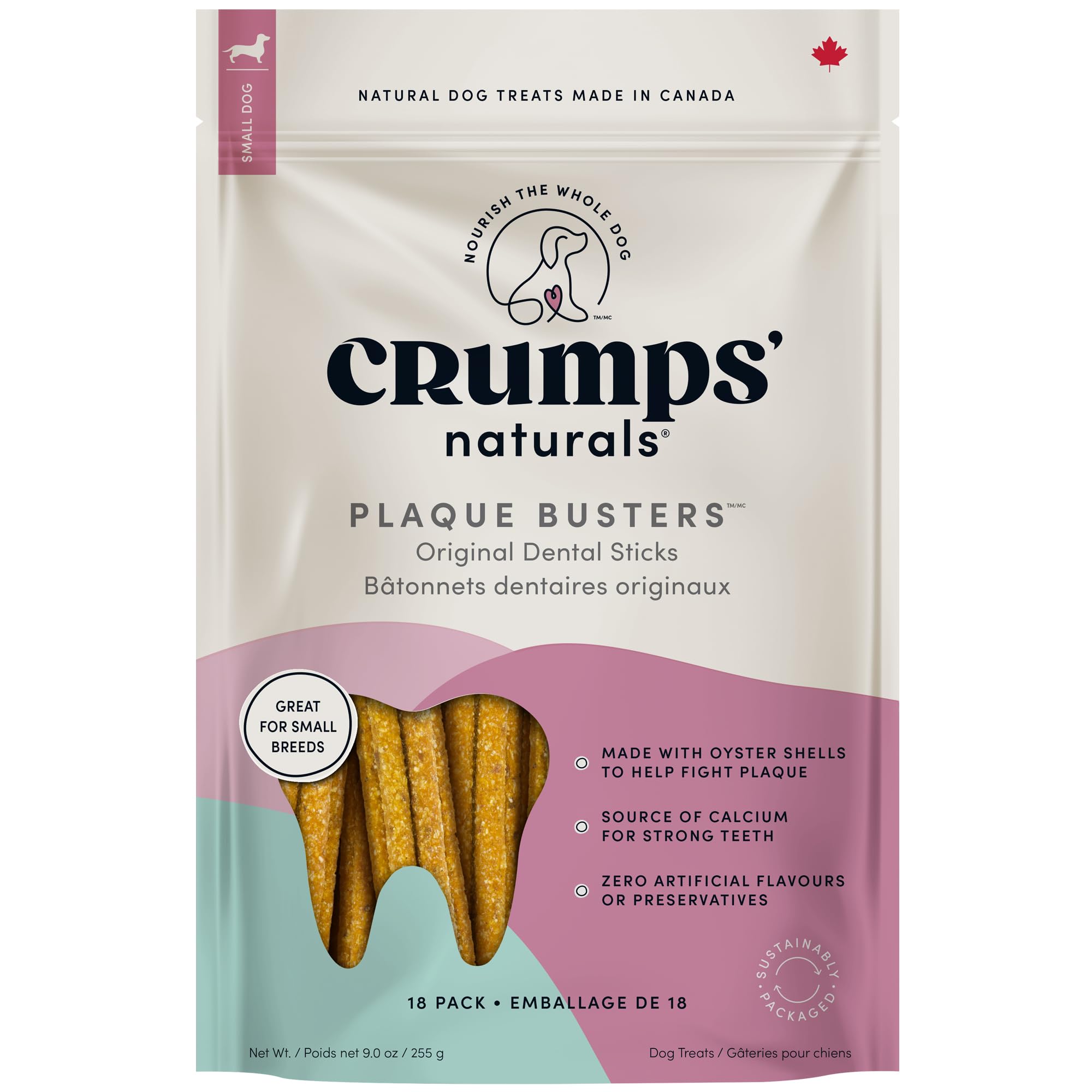 Crumps Naturals Plaque Busters 3.5 (18ct) 9.0oz/255g Dog Dental Treat