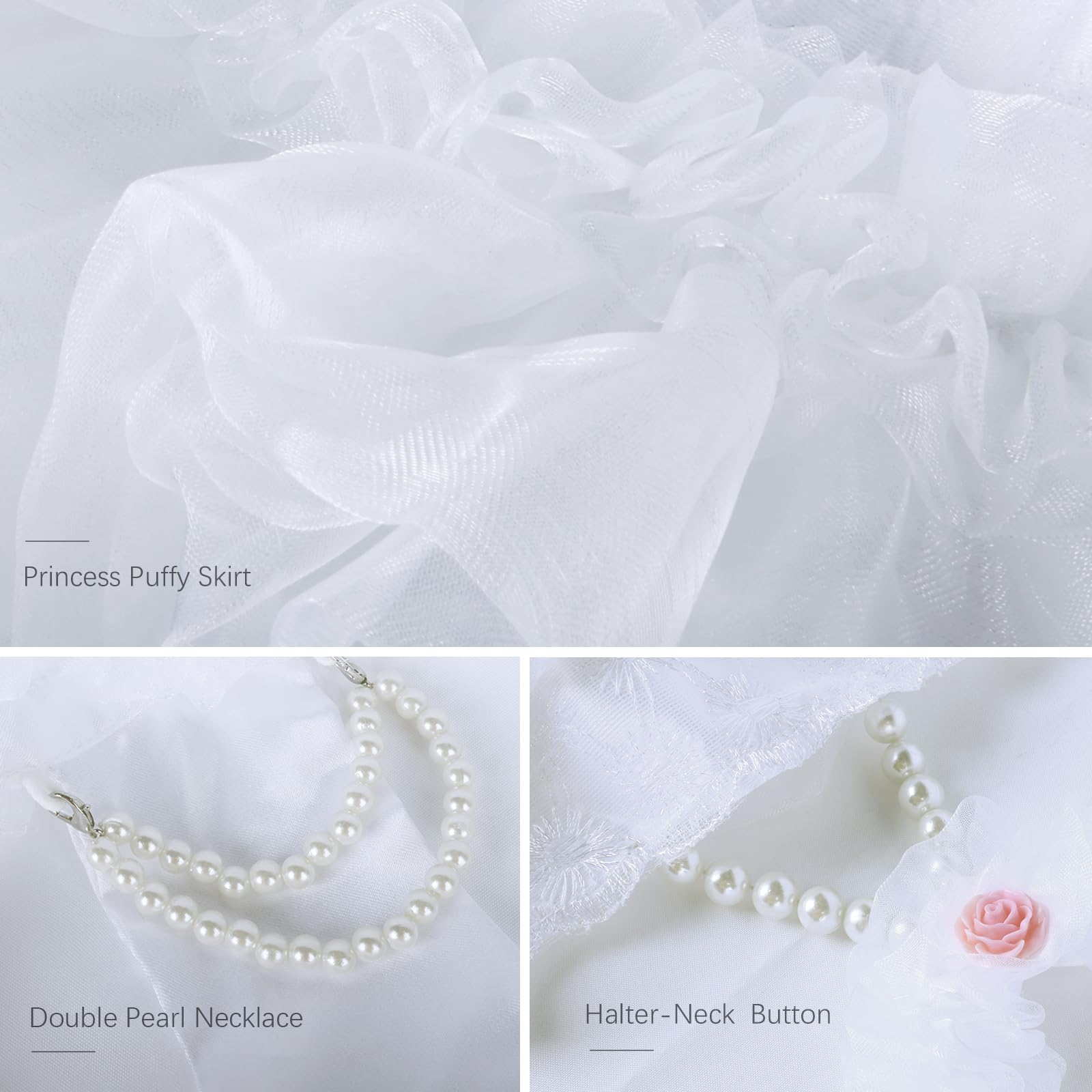 Shiaomin Dog Wedding Dress Bride Outfit With Pearl Necklace And Rose Pet Princess Dress Apparel For Puppy Dog Cat (Small)