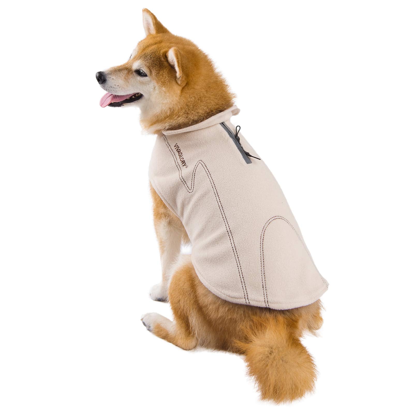 Vivaglory Dog Fleece Coat, Winter Vest for Small Medium Large Dogs, Beige, M, Windproof, Easy On/Off, Model CWY-0004QKQM