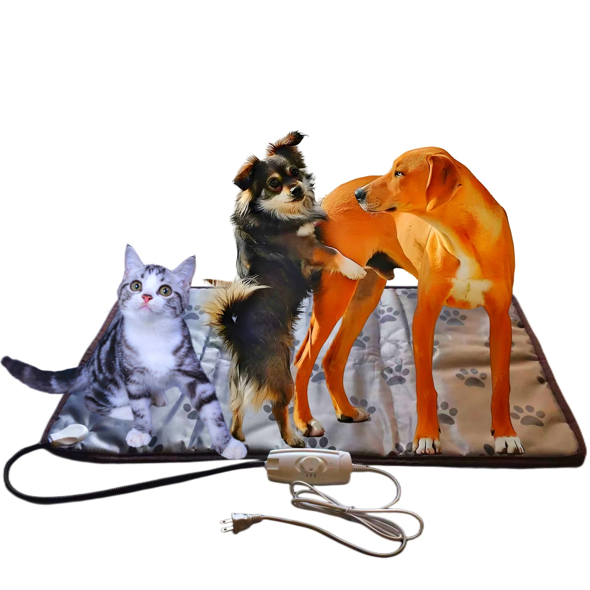 Heated Dog Bed Electric Pet Heating Pad For Small Medium Animal New Born Puppy Puppies Whelping,Ipx2 Waterproof Large Indoor Doghouse (Large, Animal Print)