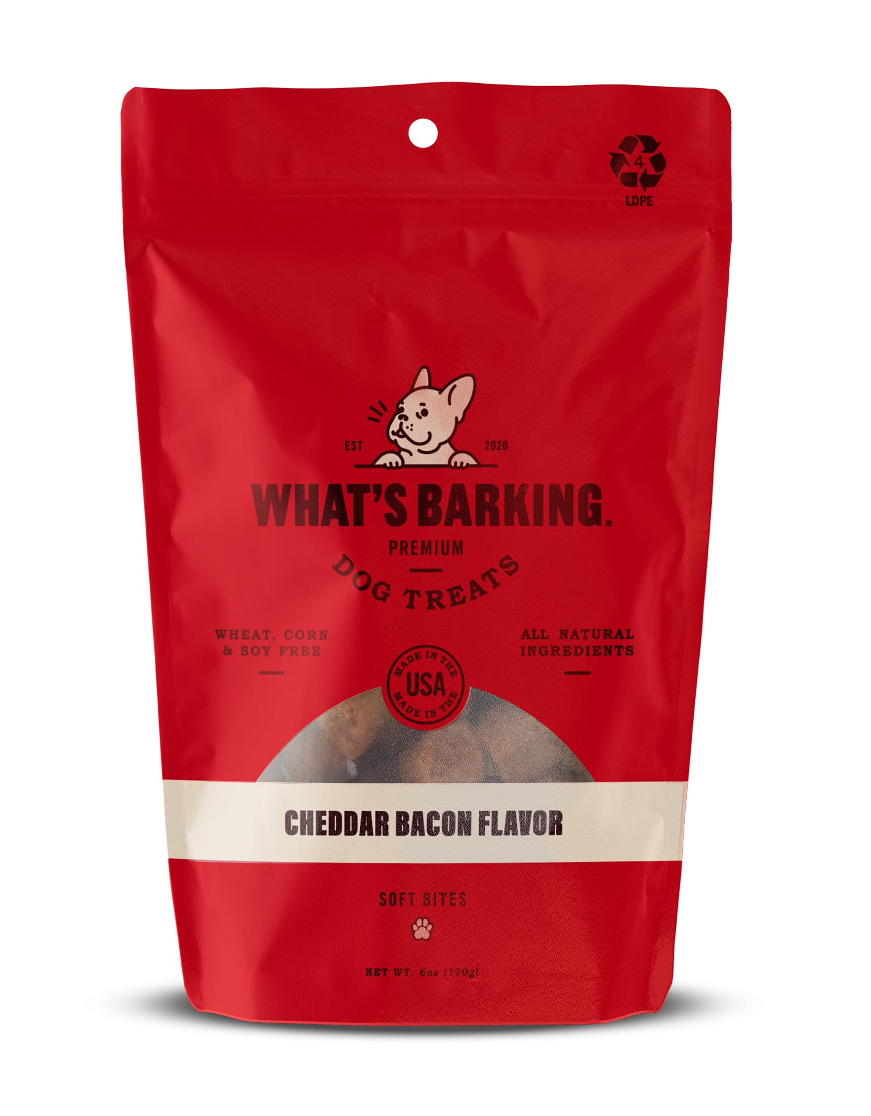 What's Barking Soft Bites - Premium Dog Treats, Natural Ingredients, Cheddar Bacon, 6 oz