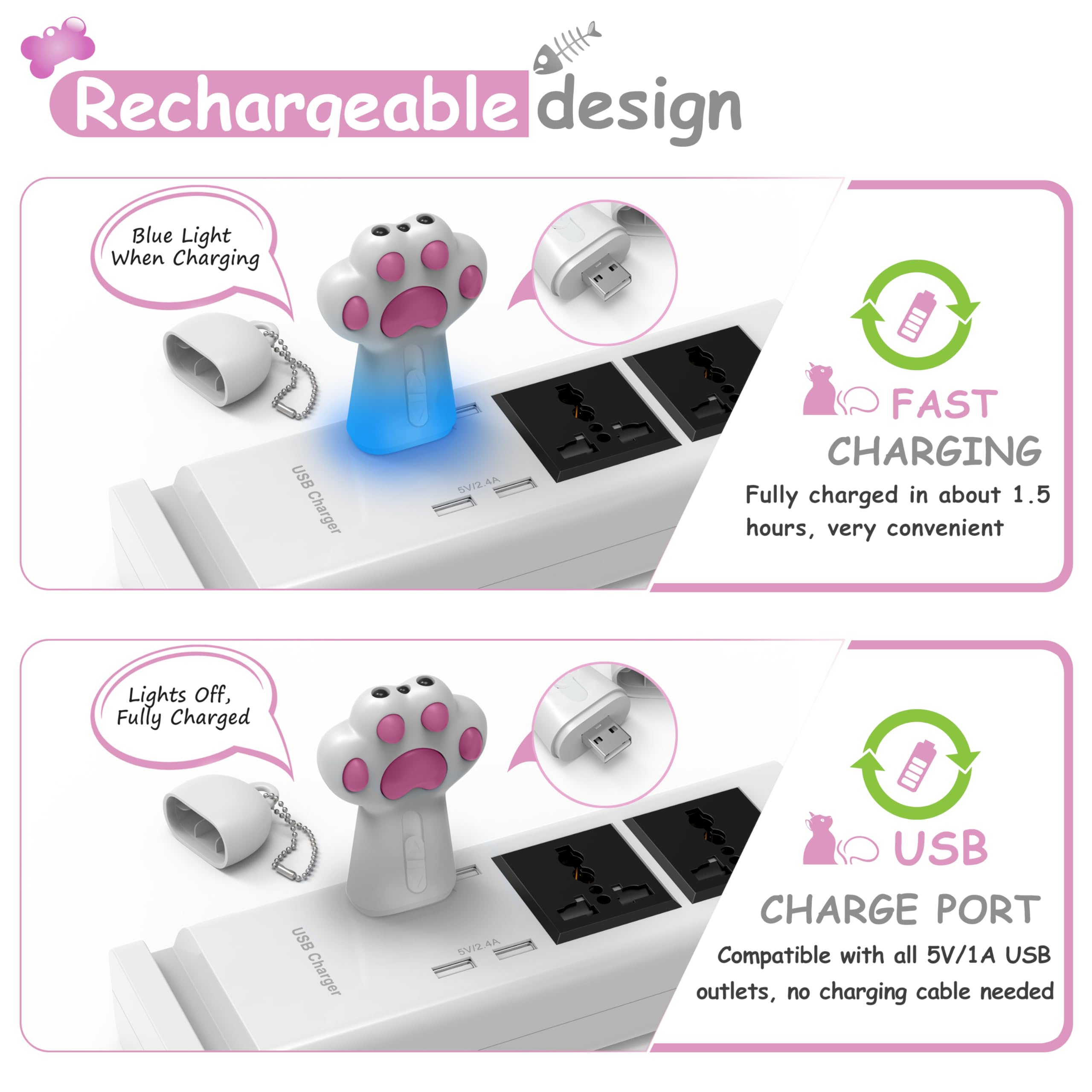 Fynigo Interactive Cat Toys For Indoor Cats And Dogs,7 In 1 Usb Rechargeable Cat Teaser Toy For Chasing And Exercise