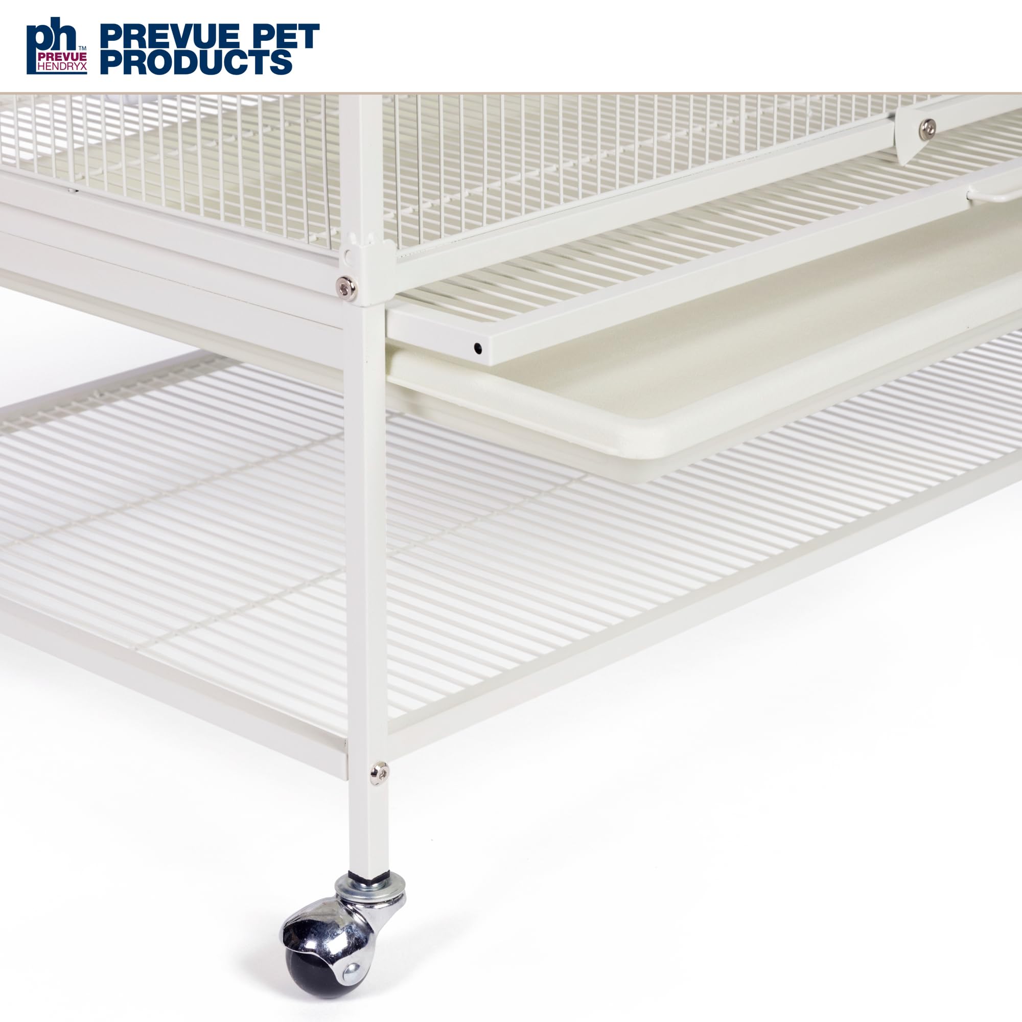 Prevue Pet Products Large Wrought Iron Flight Cage - 31"x20.5"x53", White, Non-Toxic Steel with Stand, Model F041
