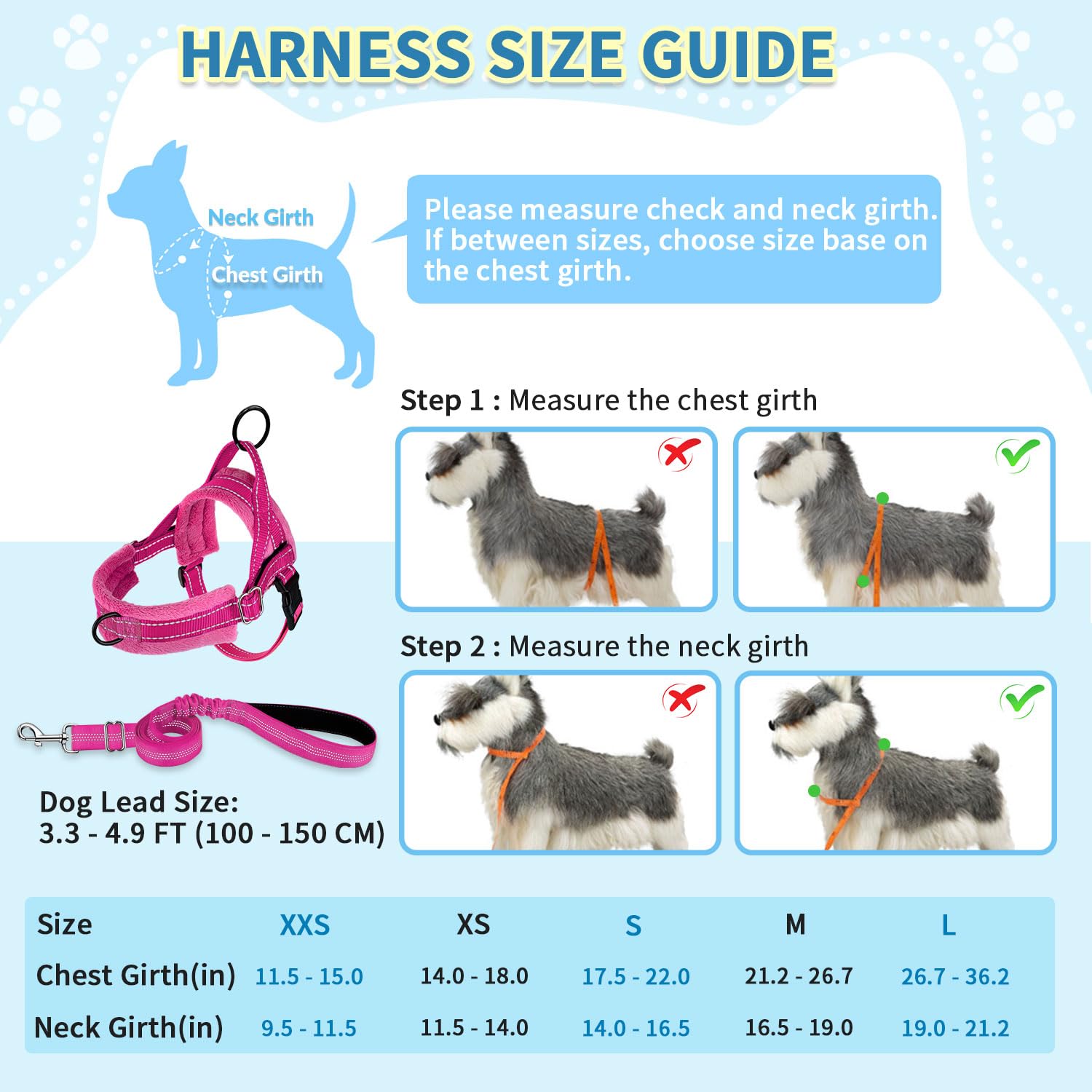 SlowTon No Pull Dog Harness & Leash Set, Medium, Nylon, Reflective, Adjustable, Black