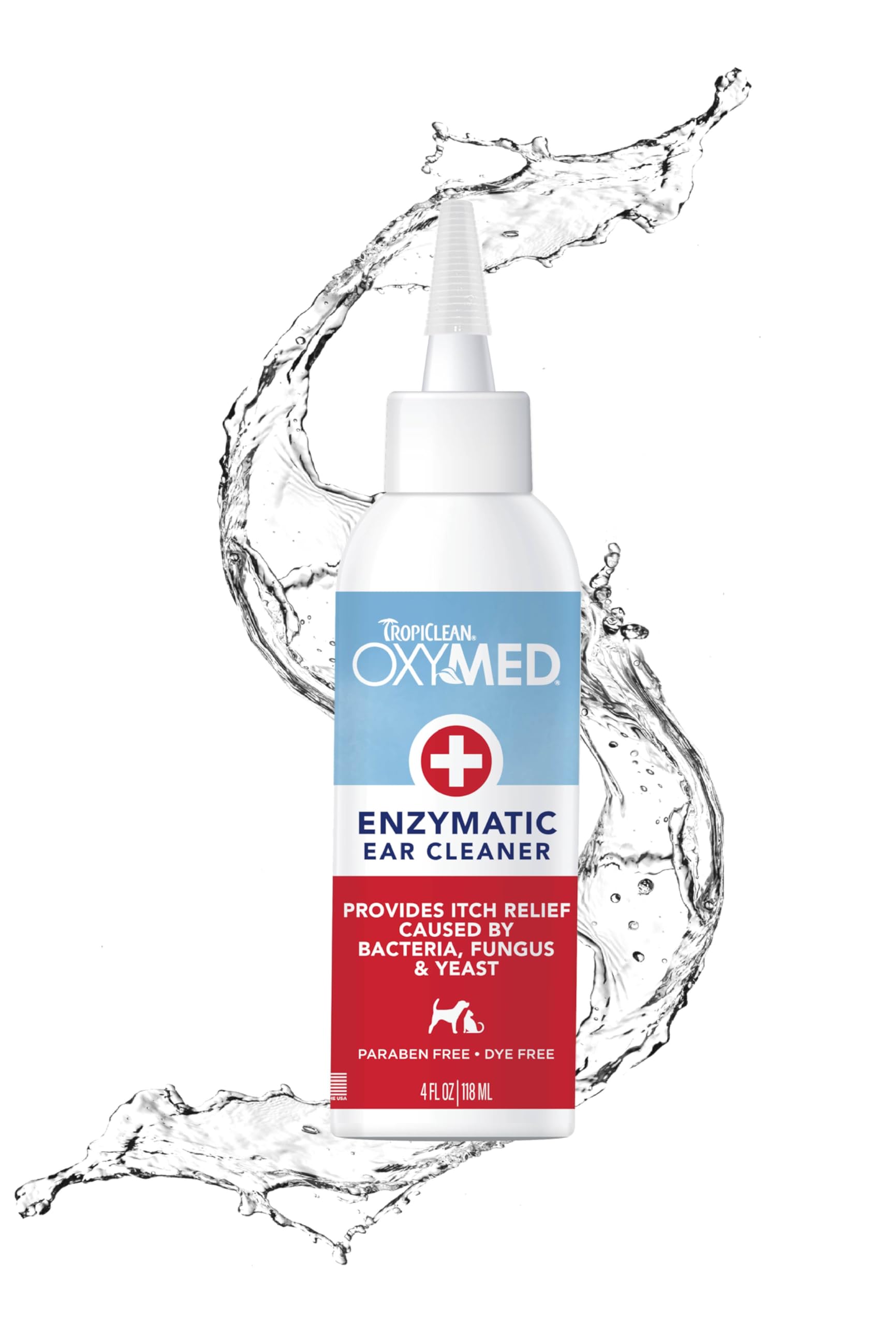 TropiClean OxyMed Enzymatic Dog Ear Cleaner, Treatment for Dogs, Vet Recommended Ear Cleaning Solution, Daily Wash Drops, Safe f