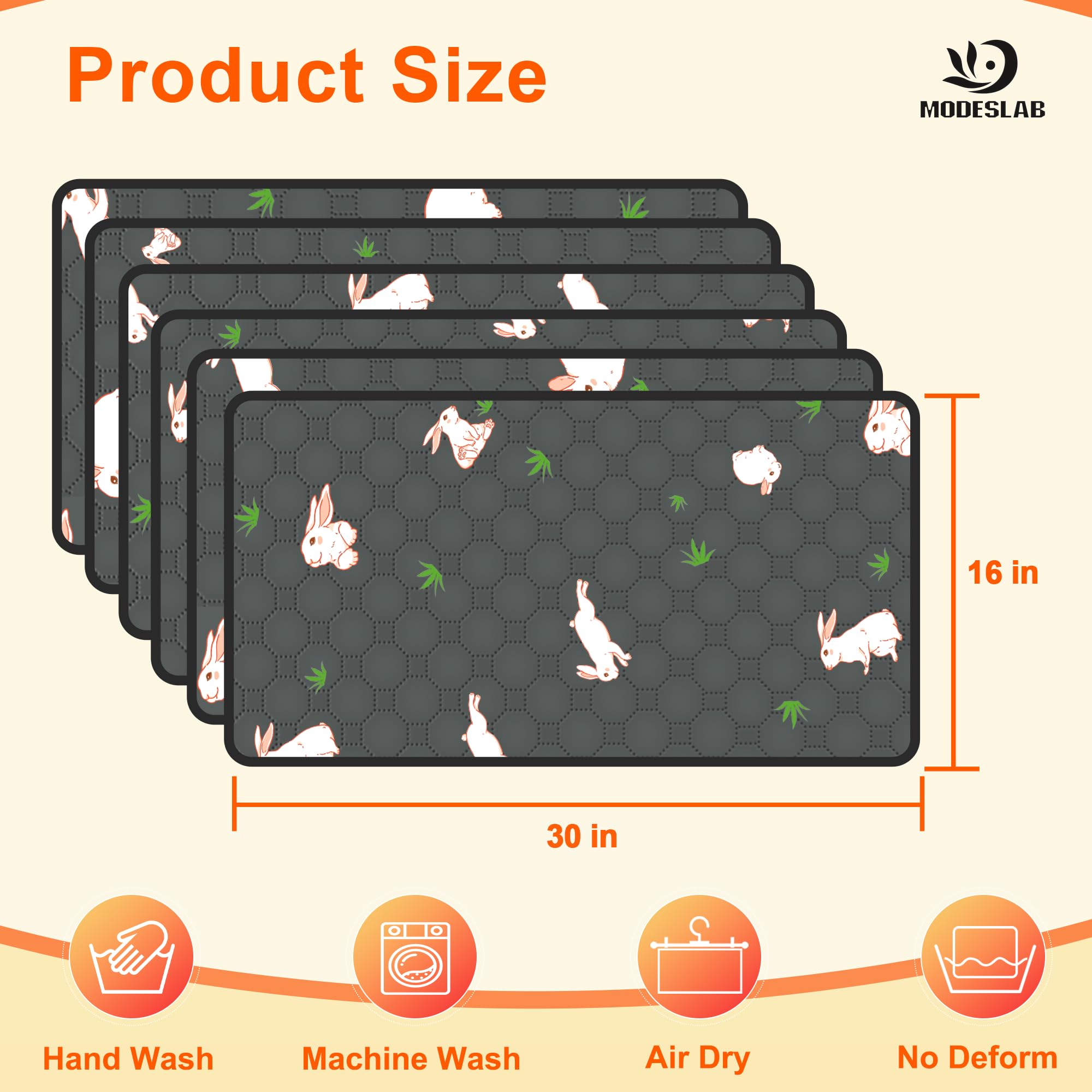 Modeslab 4-Pack Guinea Pig Cage Liner, 16In X 30In Fast Absorption Washable Bedding Pee Pads For Dogs Puppy Rabbit Small Animal