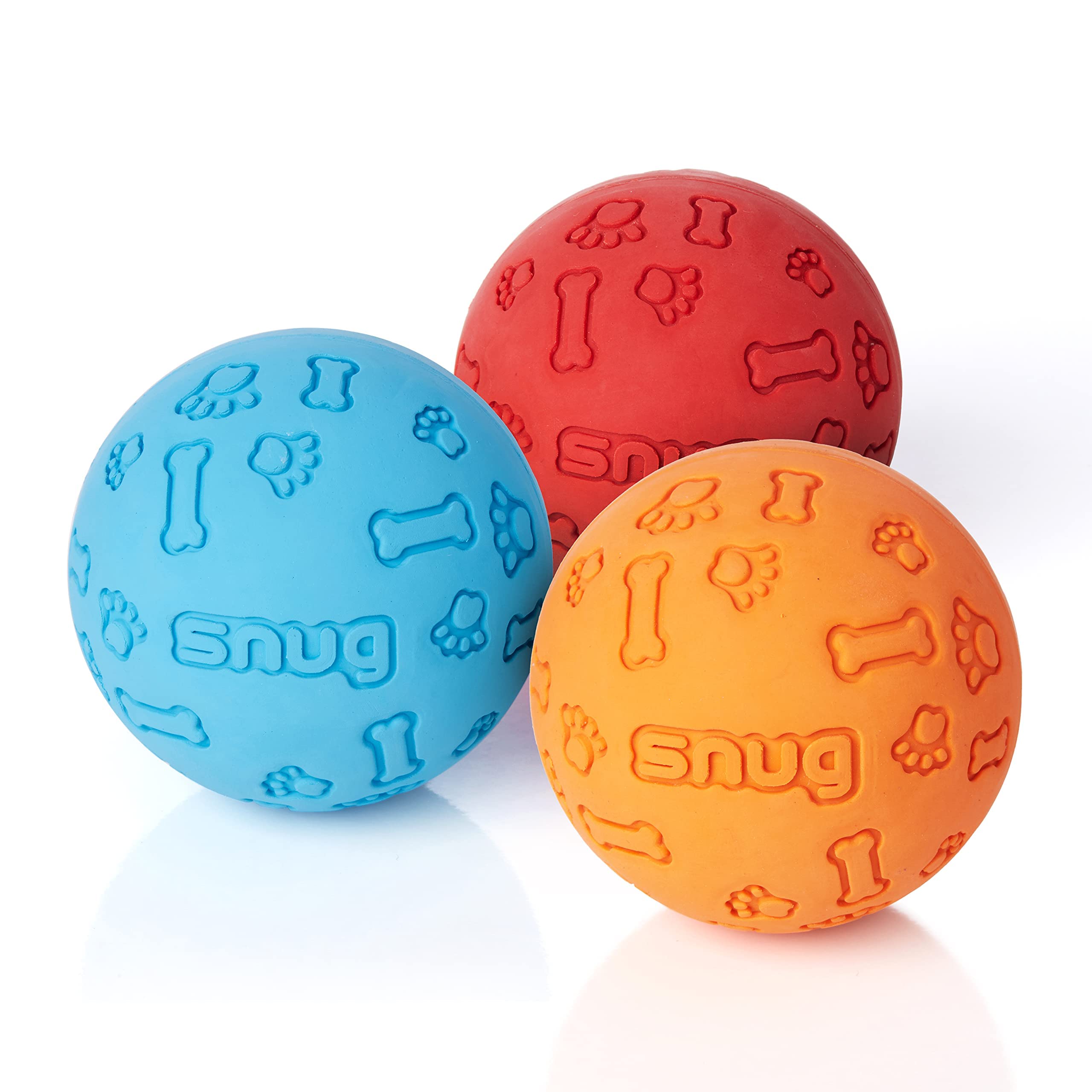 Snug Rubber Dog Balls For Small And Medium Dogs - Tennis Ball Size - Virtually Indestructible (3 Pack - Classic)