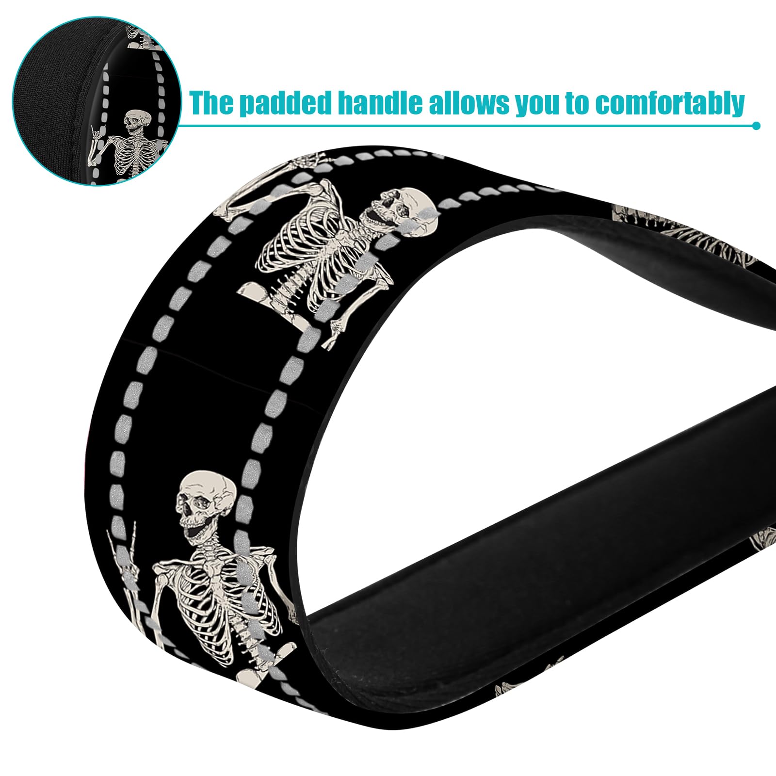 Skull Nylon Short Dog Leash For Training Control - Reflective, Padded Handle For Large & Medium Dogs