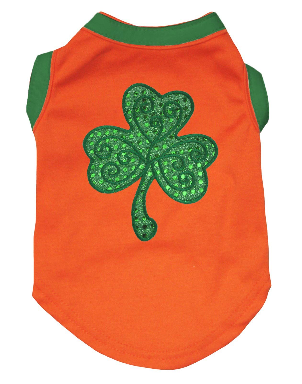 Petitebella Green Sequins Clover Puppy Dog Shirt (Orange, Large)