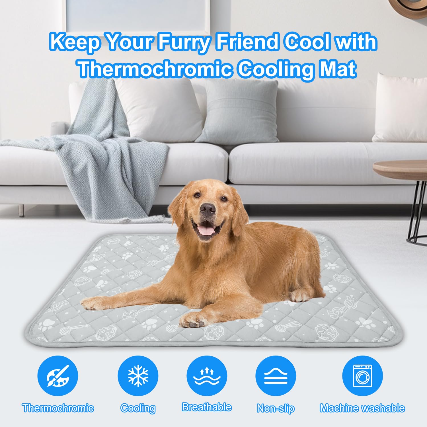 Mh Mylune Home Dog/Cat Cooling Mat, Arc-Chill Cooling Fiber & Endothermic Color Changing Pet Mat, 20'X30', Foldable & Washable,