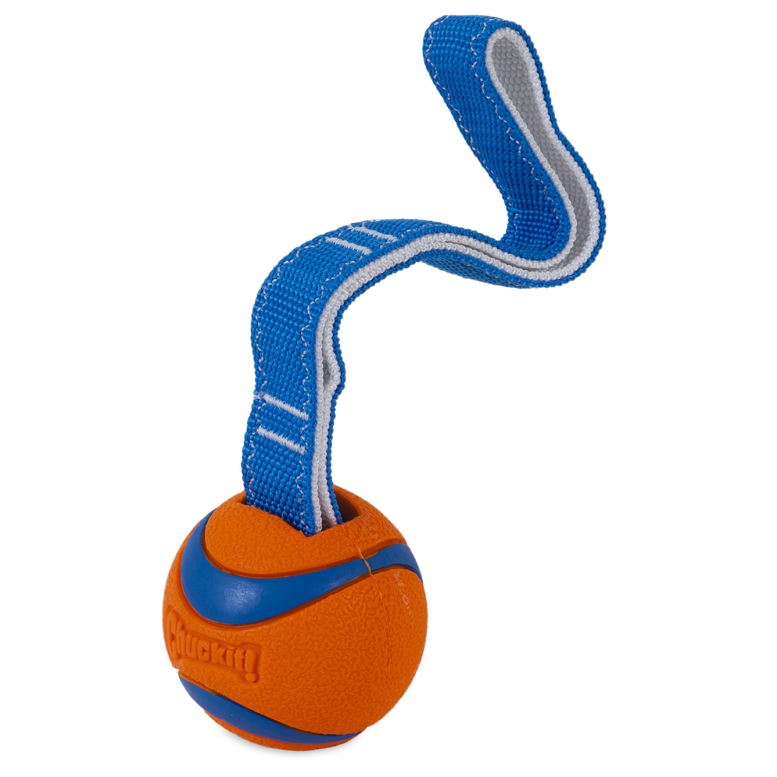 Chuckit! Ultra Tug Dog Toy - Medium Rubber Fetch Ball for Dogs 20-60 lbs - Blue/Orange - Model 231201