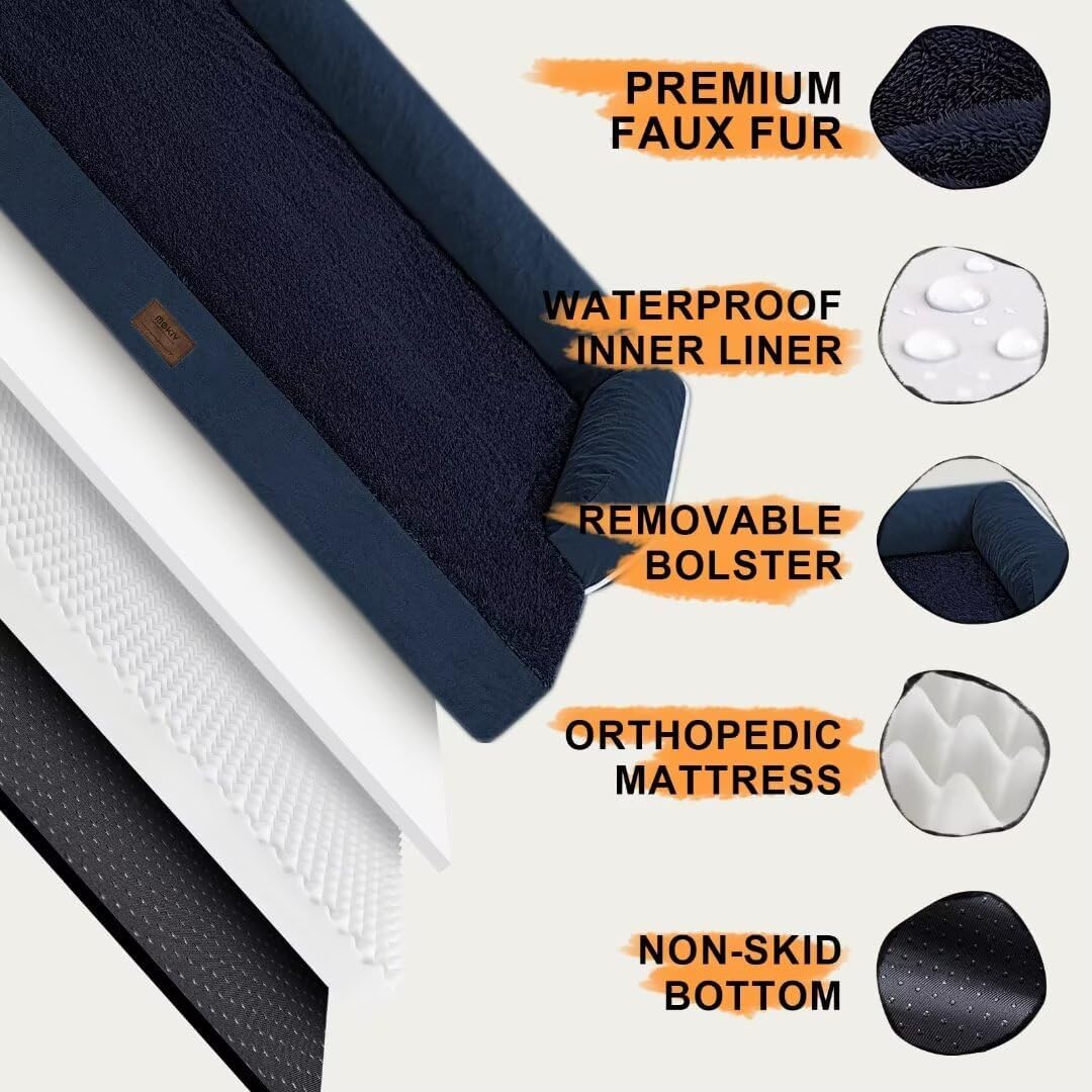 Dog Bed Medium Size Dog-Orthopedic Waterproof Bed for Dogs,Foam Couch Sofa with Washable Removable Cover & Non-Slip Bottom-Navy