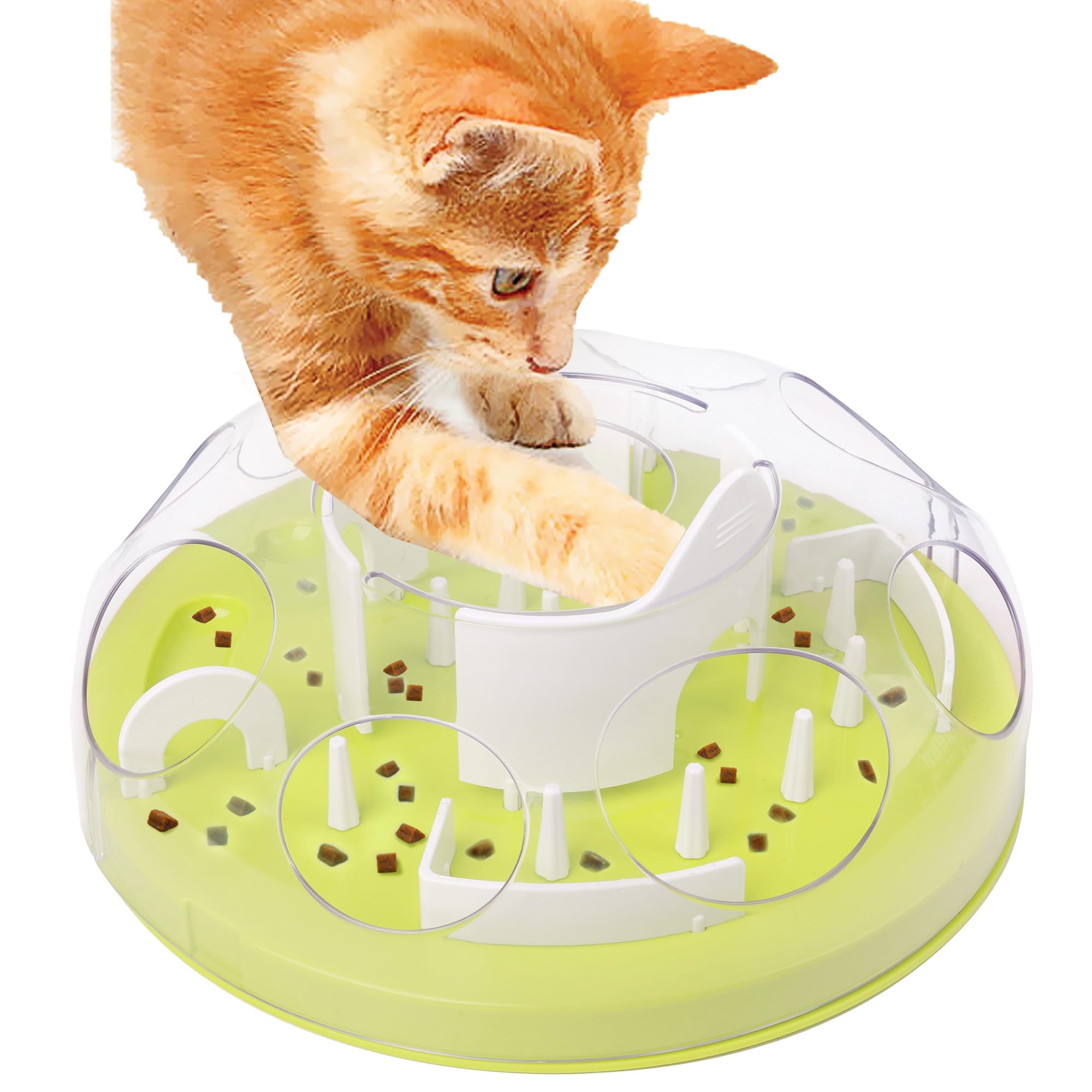 Pet Prime Cat Puzzle Feeder Interactive Enrichment Toys for Indoor Cats Slow Feeder Food Treat Puzzle Cat Stimulation Toys Green
